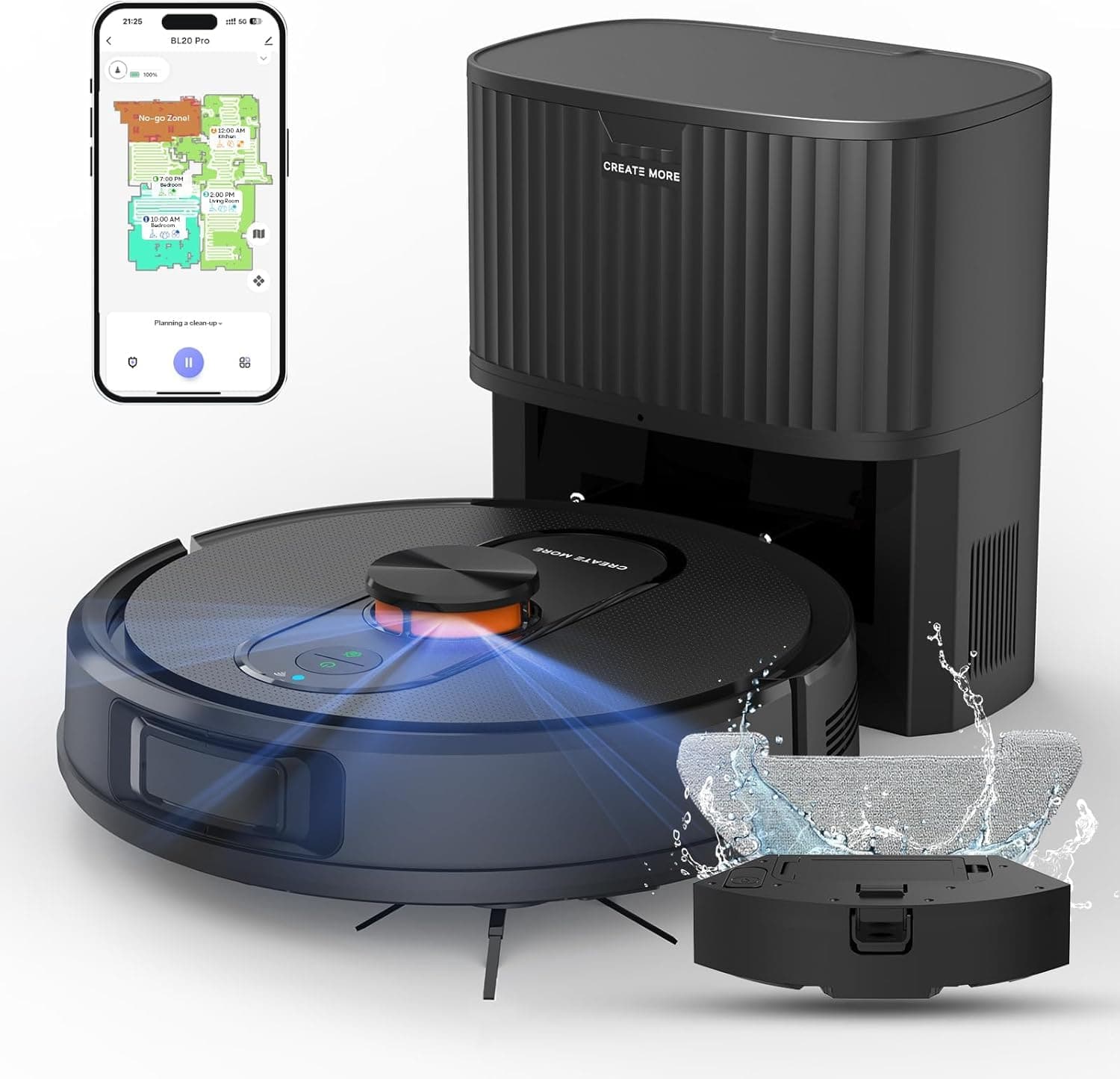 eitton Robot Vacuum BL20 Pro - Aspiradora y Trapeador con Autovaciado y 5000Pa