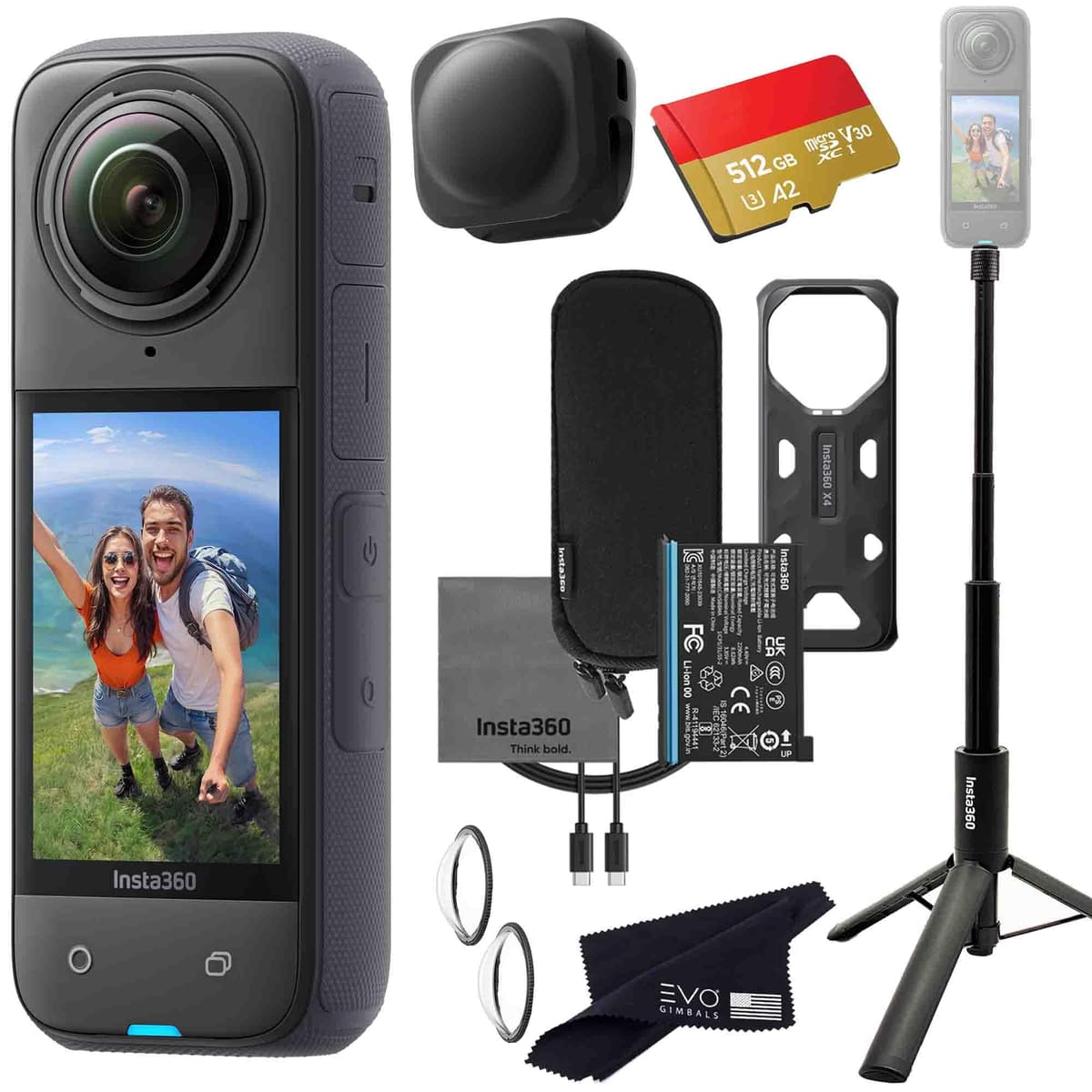 Insta360 X4 Tripod Selfie Stick Bundle - Cámara 360 8K con trípode e Invisible Selfie Stick (512GB)