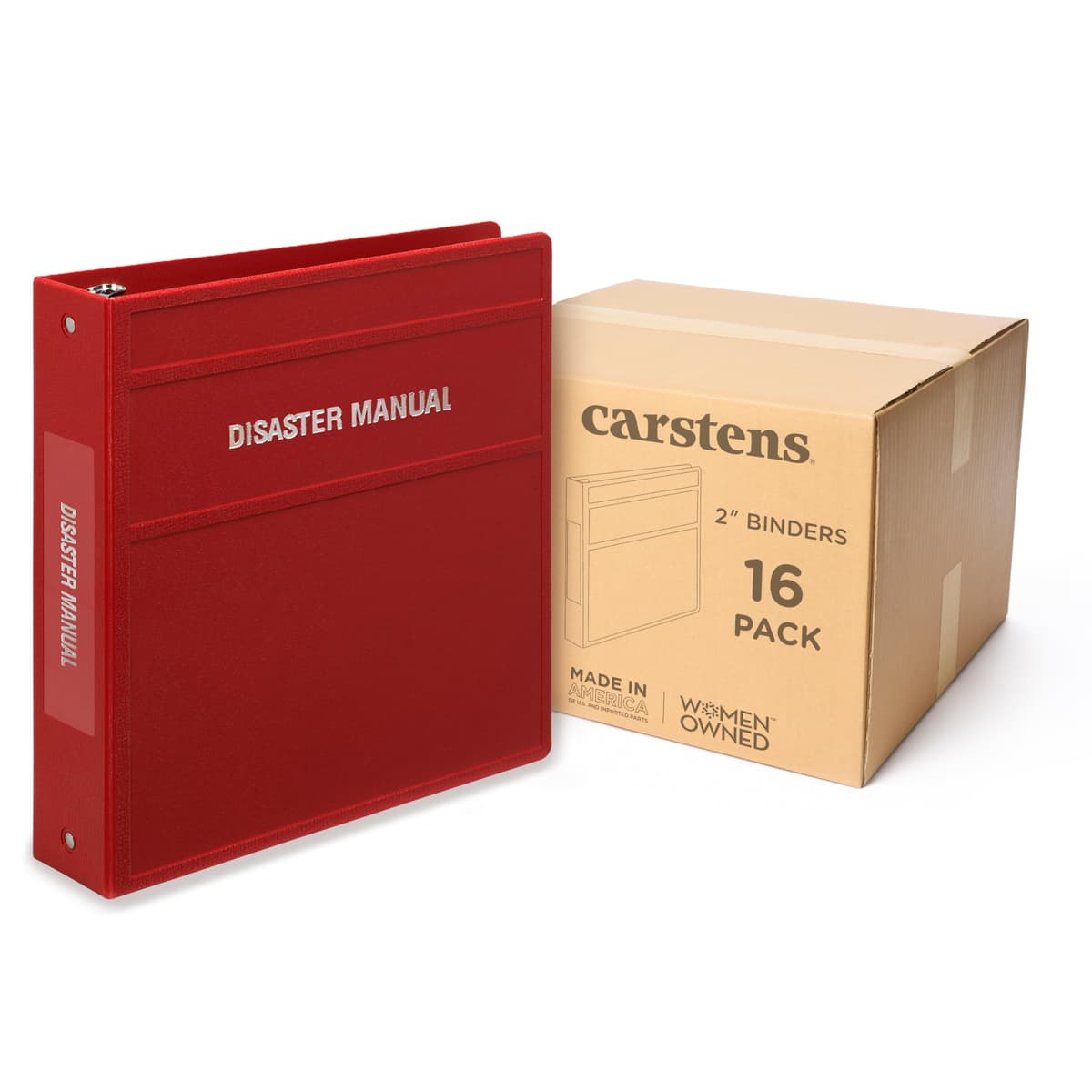 Carstens Binder Disaster Manual 2" Round Ring Lado Abierto - Brick Red, Caja x16 DM-3R