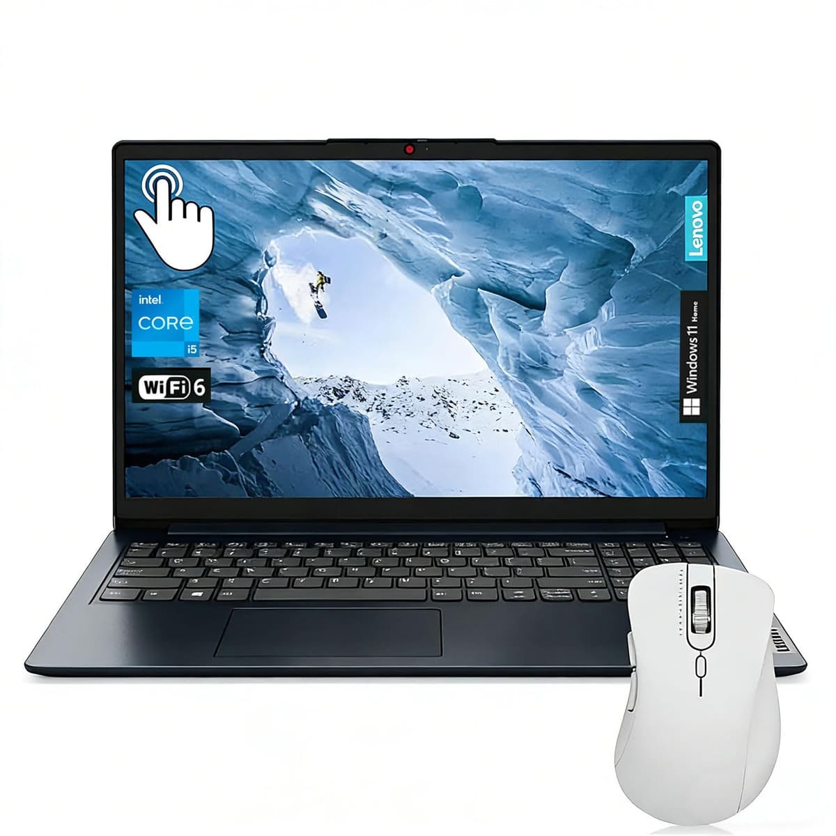 Lenovo IdeaPad 1 con pantalla táctil de 15.6" FHD (1920 x 1080), Intel Core i5-1335U, 16 GB RAM, SSD de 1 TB, HDMI, lector de tarjetas SD, cámara web, Wi-Fi 6, Windows 11 Home, azul abisal, paquete con mouse inalámbrico ML101 16GB RAM | 1TB SSD