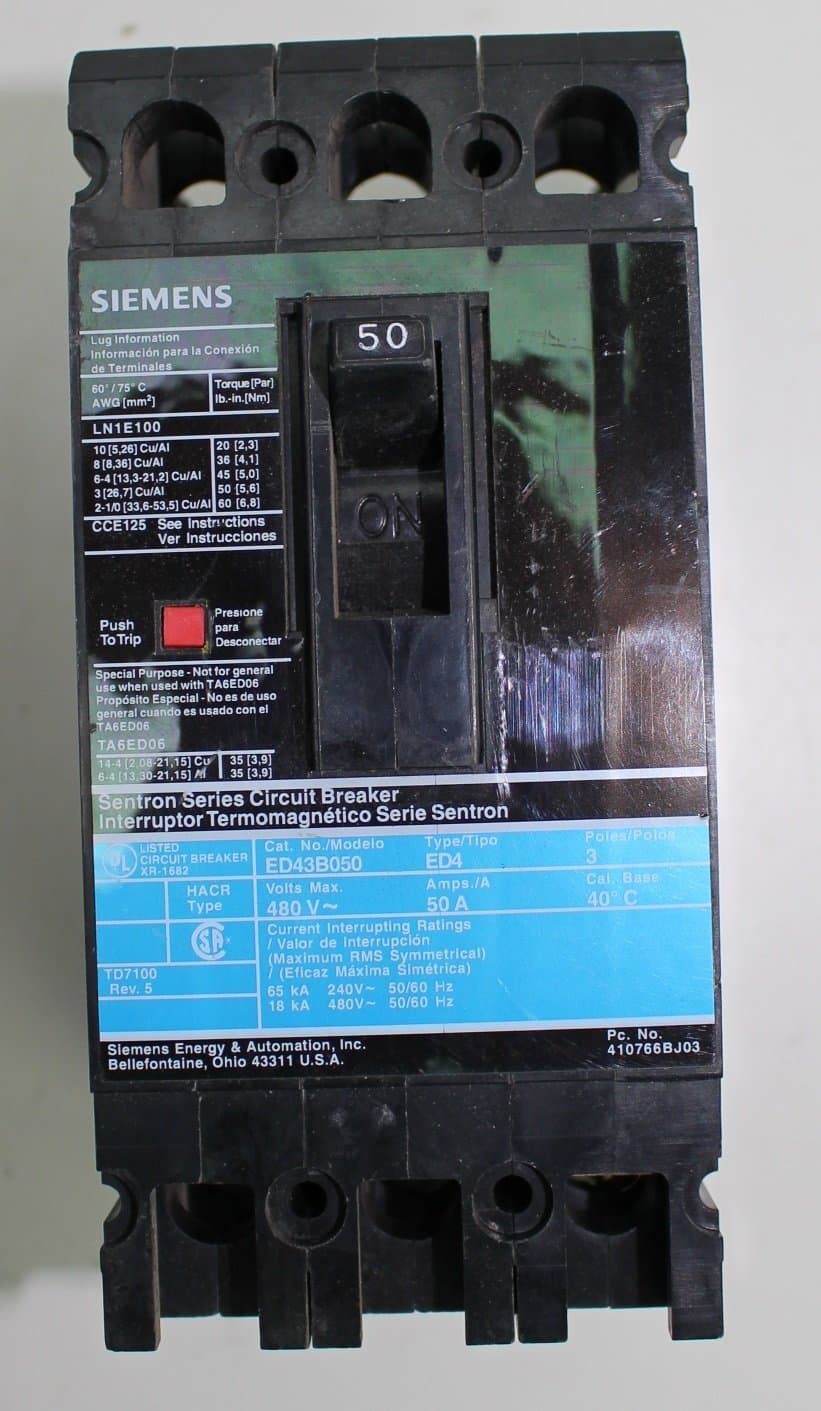 ED43B050 Tipo ED4 Interruptor automático Sentron por SIEMENS ED43B050 BREAKER
