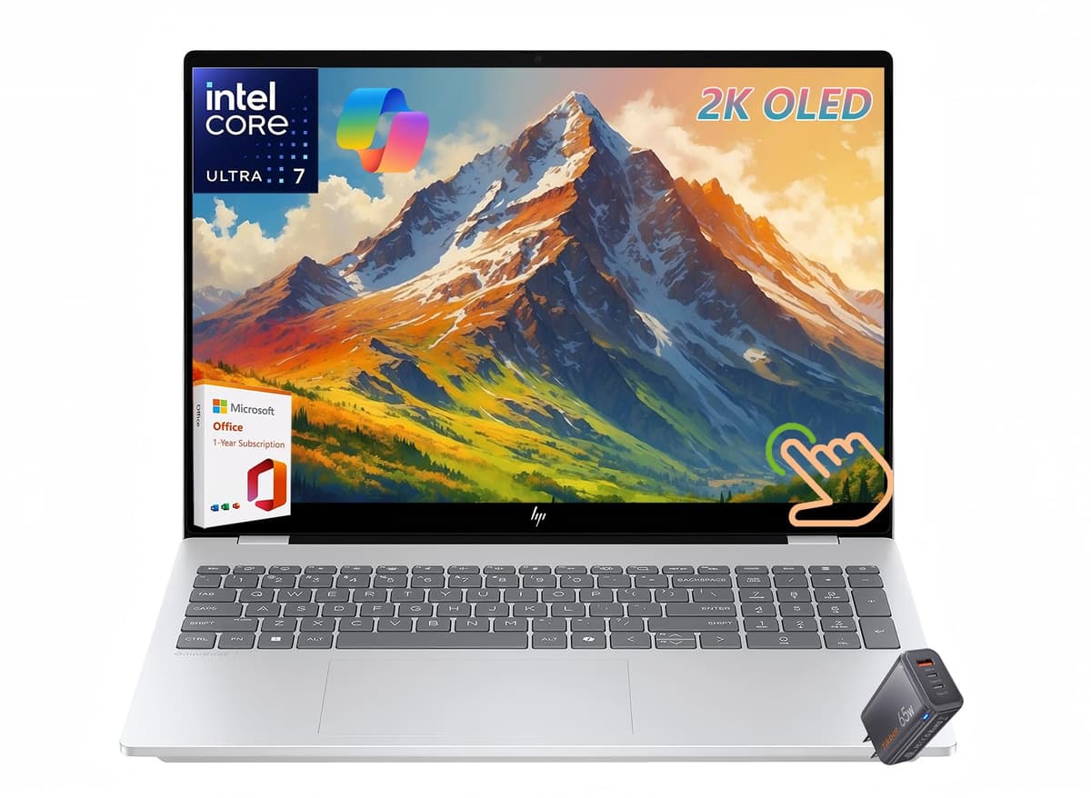 HP OmniBook 7 16" OLED táctil, 2K 120Hz, Intel Evo Core Ultra 7 255H, GPU Intel Arc 140T, Copilot, teclado retroiluminado, Thunderbolt 4, Wi-Fi 7, Windows 11 (32 GB DDR5 RAM | 1 TB SSD | Win11 Home) 16-ay0075cl