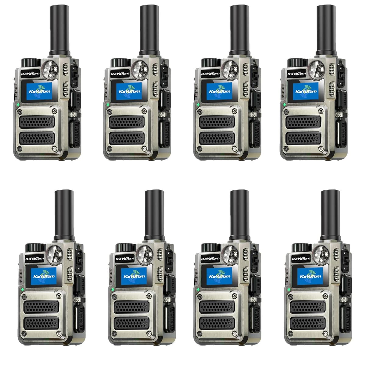 Walkie Talkies 4G LTE Kayotom M12 (8 Pack) con SIM Gratis de por Vida