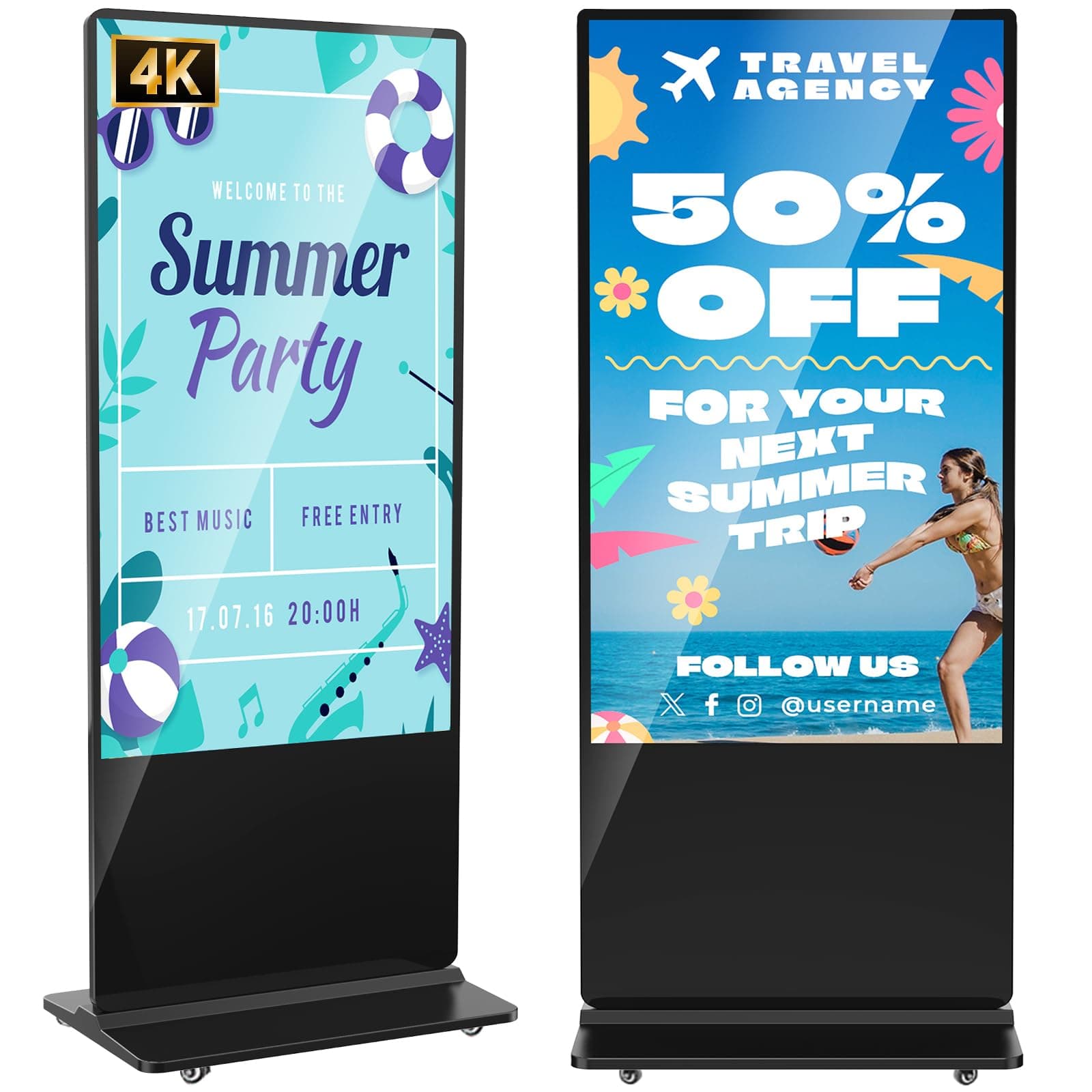 YCKJNB Señalización Digital 65" 4K Touchscreen IPS Floor Standing con CMS, WiFi, HDMI/USB Android QIXZOCV-43-B-HB