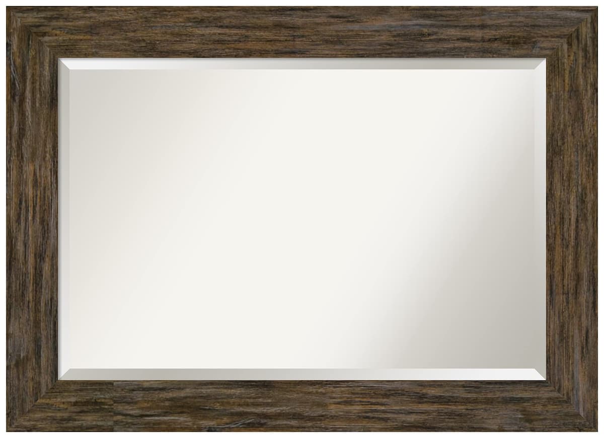 Amanti Art Espejo de pared 31x43 Fencepost Brown con bisel DSW4094158