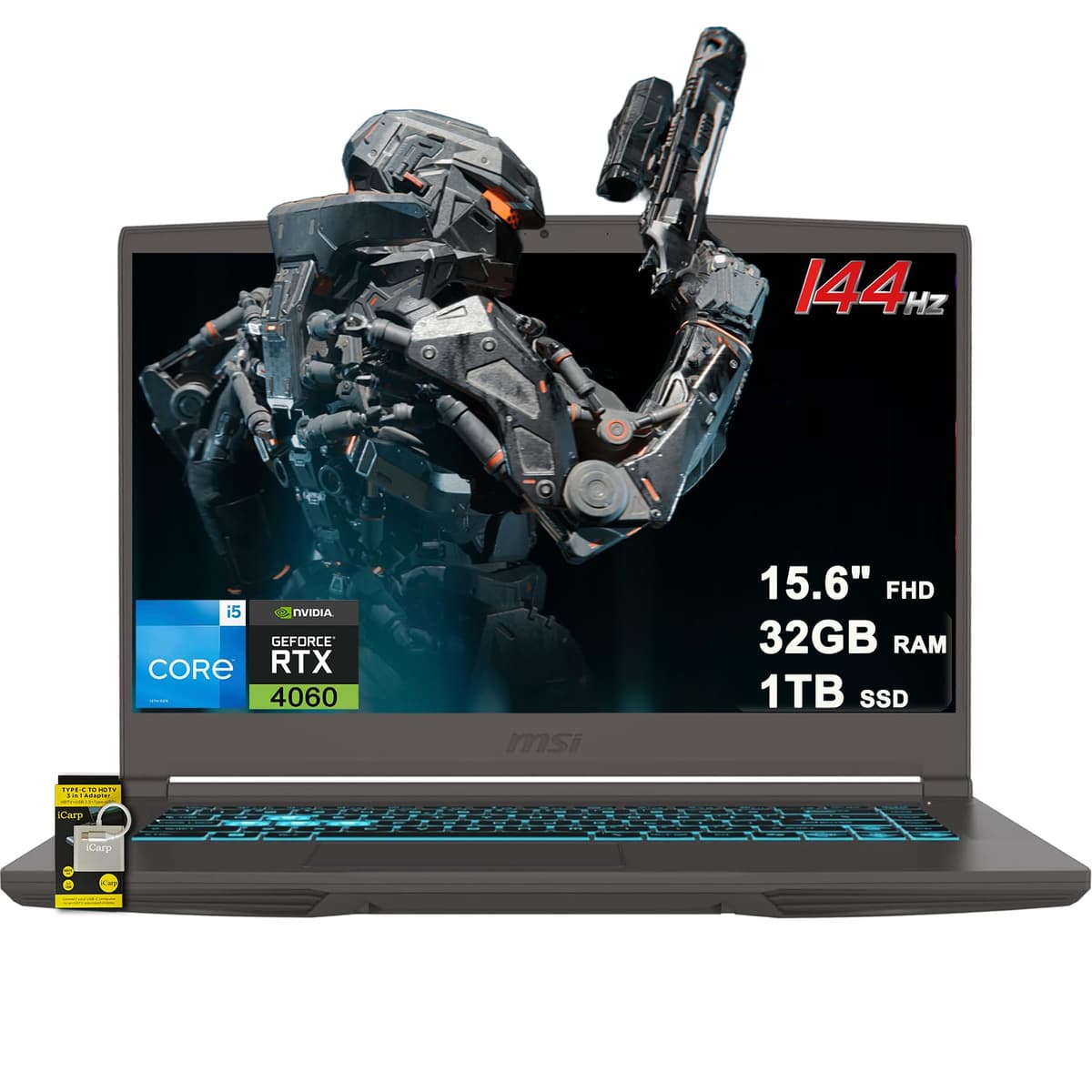 MSI Thin 15 Gaming Laptop 15.6" FHD 144Hz Intel i5-13420H 32GB RAM 1TB SSD RTX 4060 Windows 11 RM
