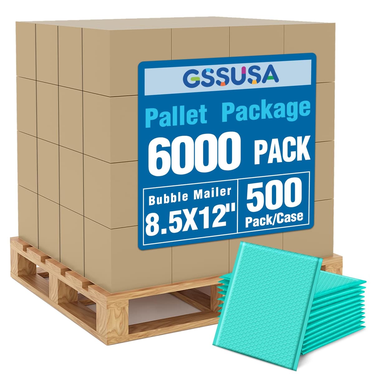 GSSUSA Teal Bubble Mailers 8.5x12 pulgadas, pack 6000