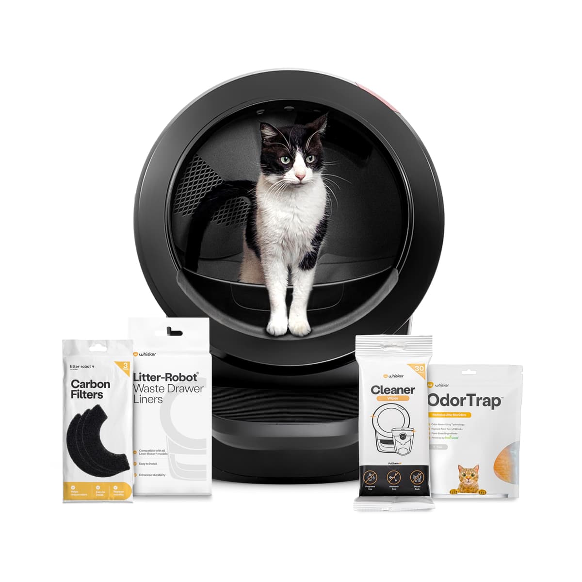 Paquete de Suministros Litter-Robot 4 por Whisker, Negro - Caja de Arena Automática y Autolimpiante LR4-COREBD-BK