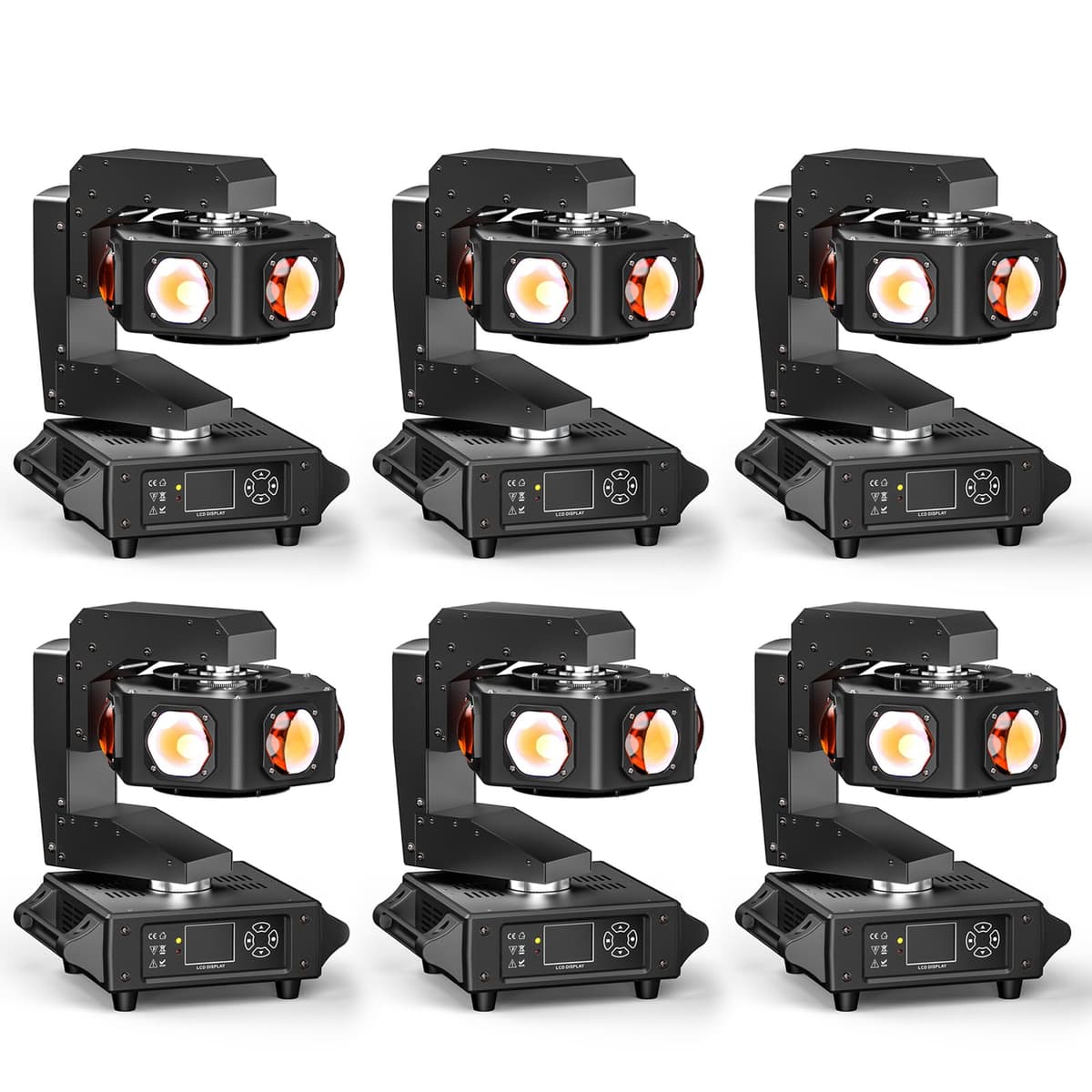 Xelletye Moving Head Light 6x40W RGBW - Haz y Wash con DMX y sonido (Pack de 6) ZQ02359