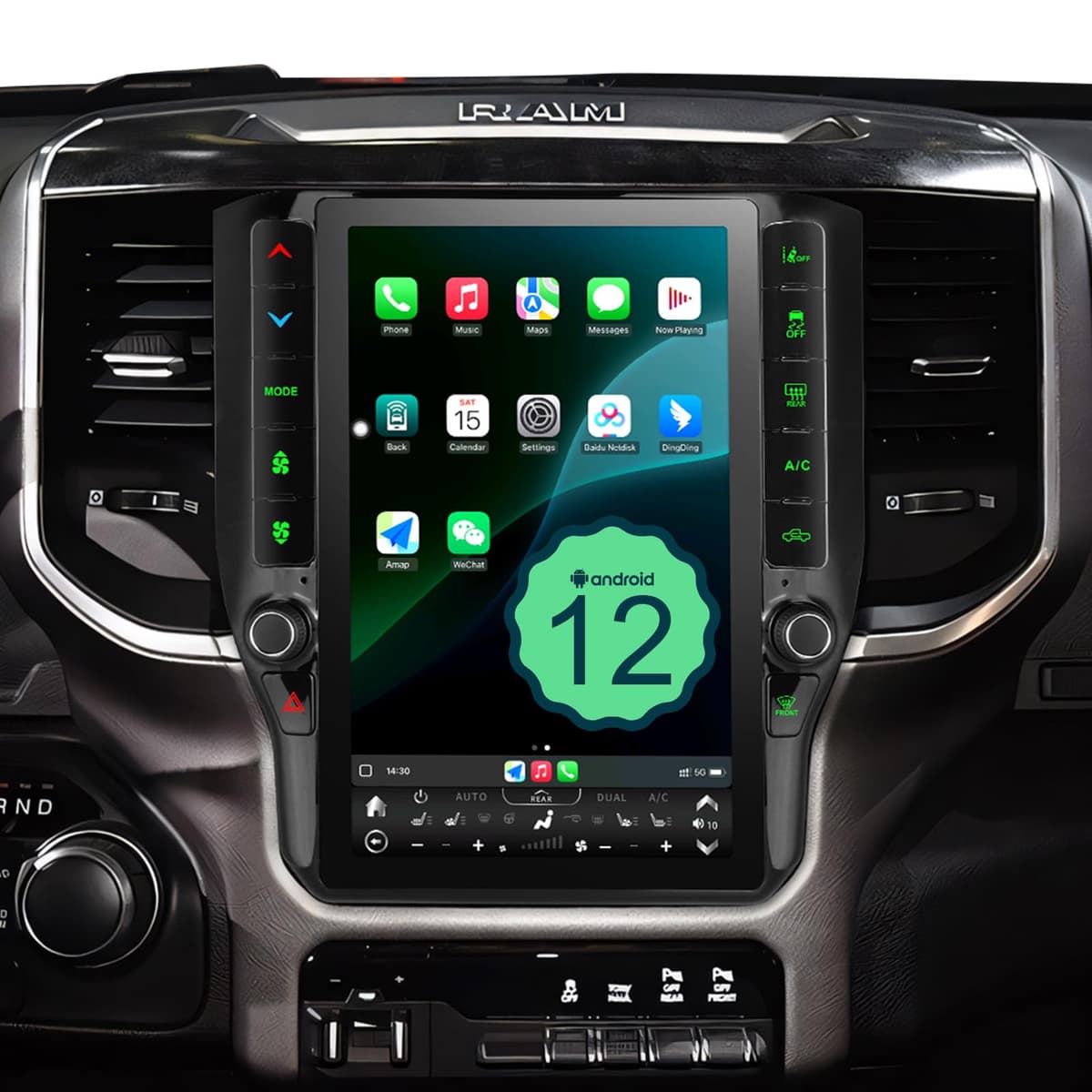 CRUIOLUT Radio Android 12 12.1" 6+128G para Dodge Ram 1500/2500/3500 (2019-2024) - CarPlay, GPS, WiFi