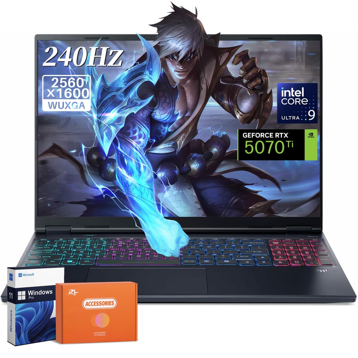 acer Predator Helios Neo 16S AI Laptop para juegos, pantalla OLED de 16" 240Hz, NVIDIA GeForce RTX 5070Ti GDDR7, Intel Core Ultra 9, 32 GB DDR5, 2 TB SSD, teclado retroiluminado RGB, Windows 11 Pro, accesorios PHN16S-71-98RF