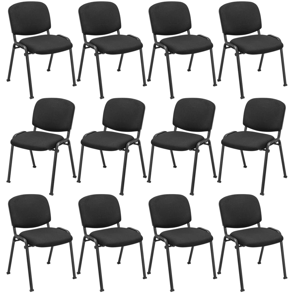 Sillas Tangkula para sala de conferencias, juego de 12, apilables para oficina con respaldo y asiento tapizados, sillas ergonómicas de recepción para sala de espera, sala de reuniones y recepción, color negro 10444-CB-TA