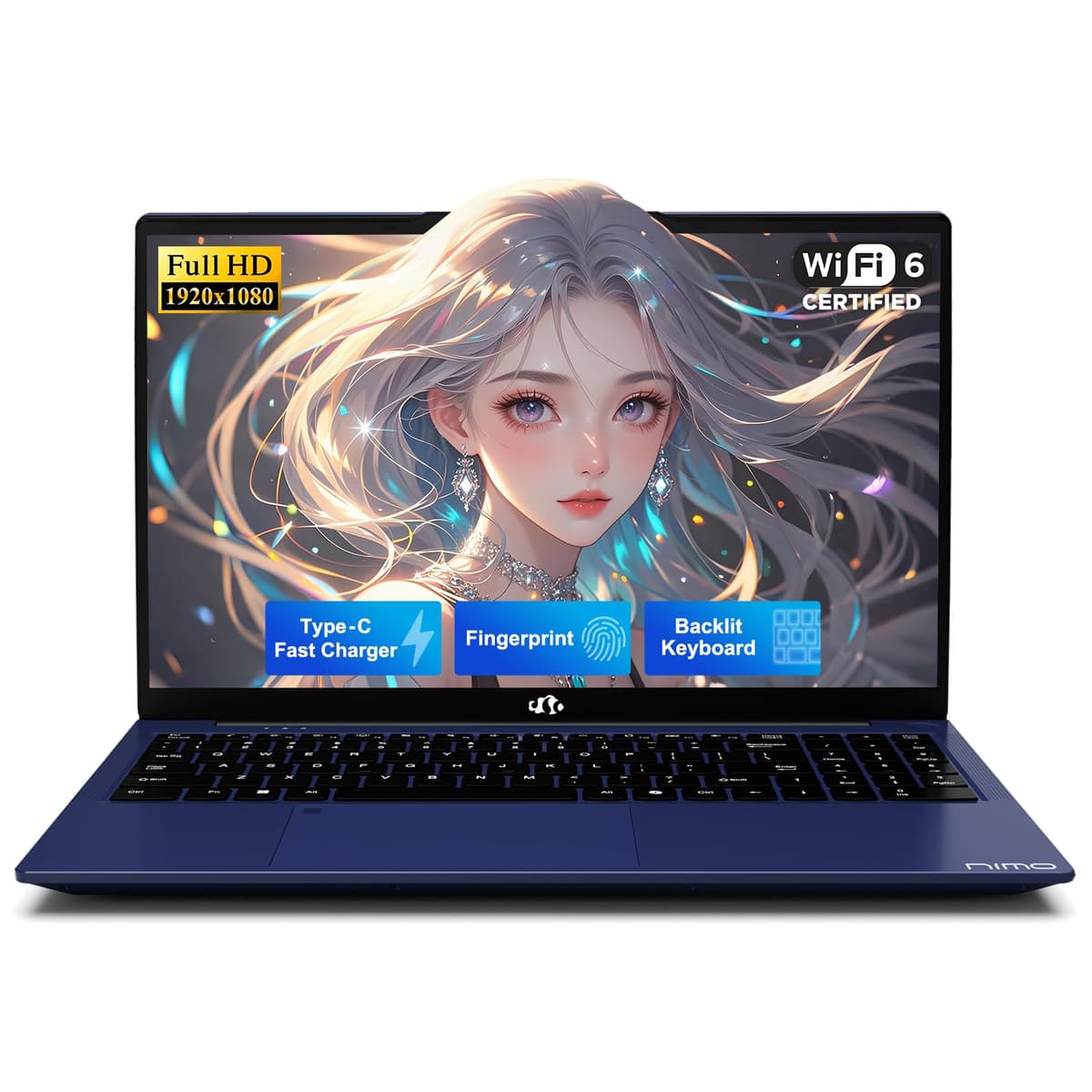 NIMO 15.6" FHD Estudiantes, 16GB RAM, 1TB SSD, Intel N150, Huella, Retroiluminada, Wi-Fi 6 ARN21S
