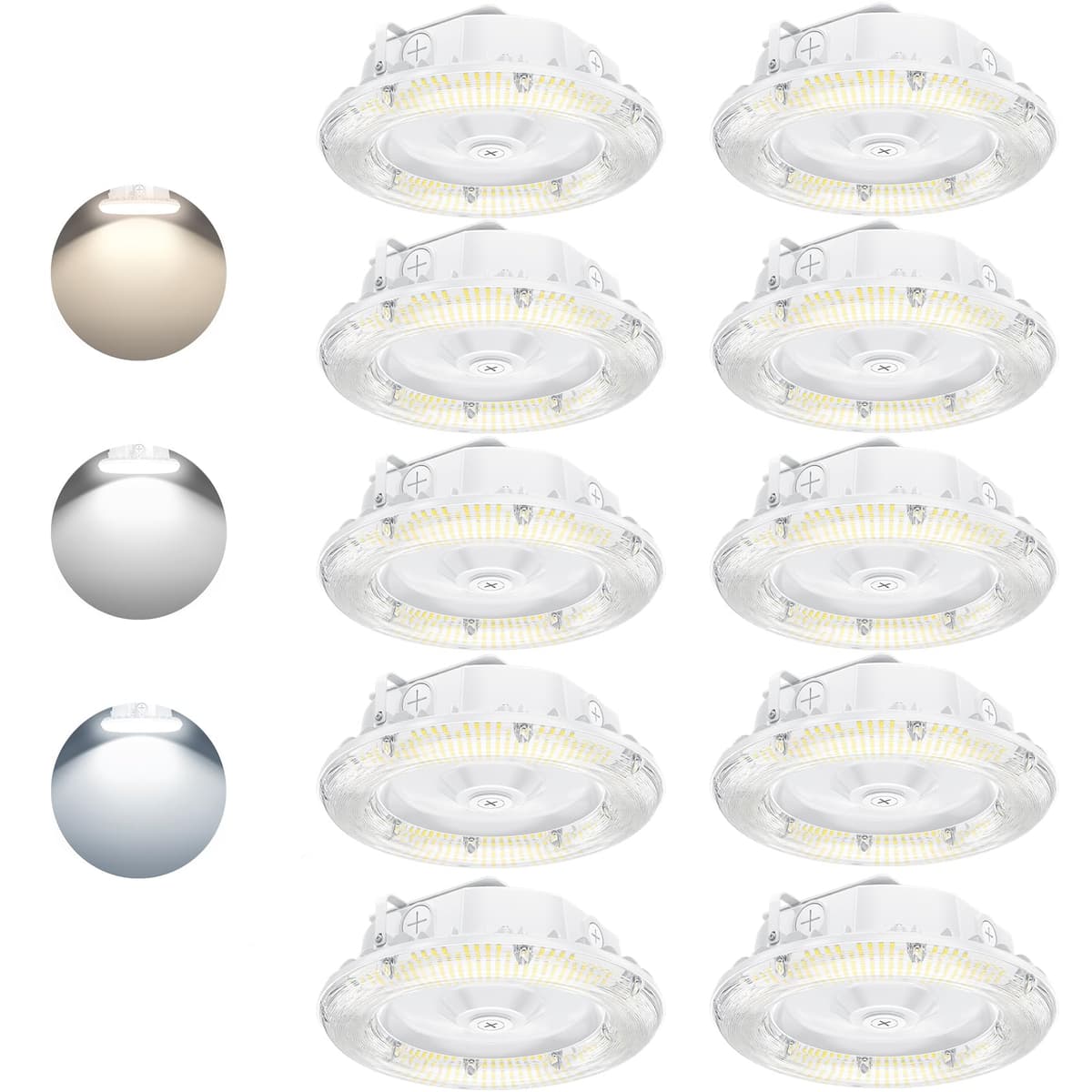YELLORE 10Pack Lámpara Canopy LED Selectable 80W/64W/48W 11200LM ETL DLC IP65 con Fotocélula NG-CP-80W