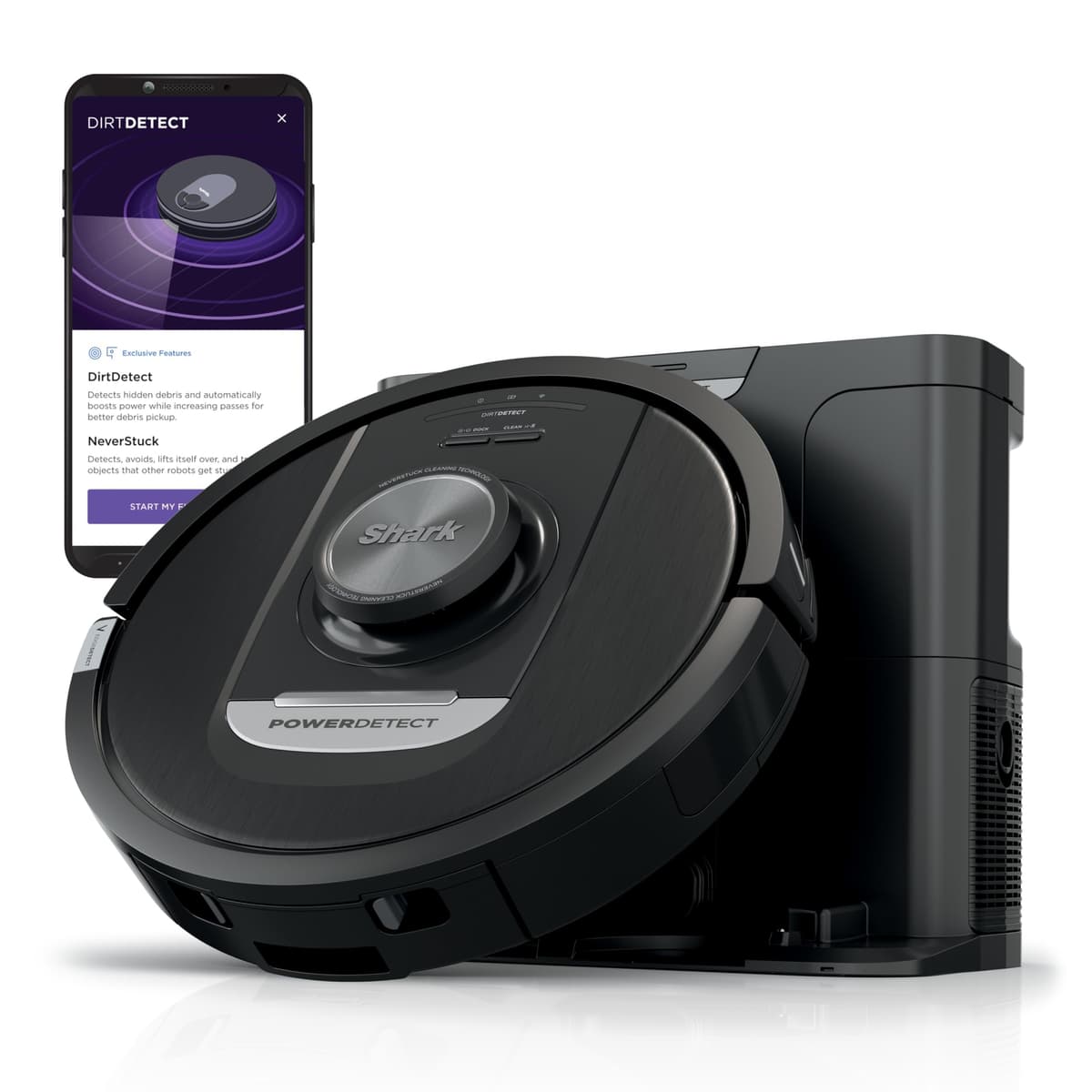 Shark PowerDetect Robot Aspirador Autovaciable con NeverStuck y Base HEPA, AV2820S