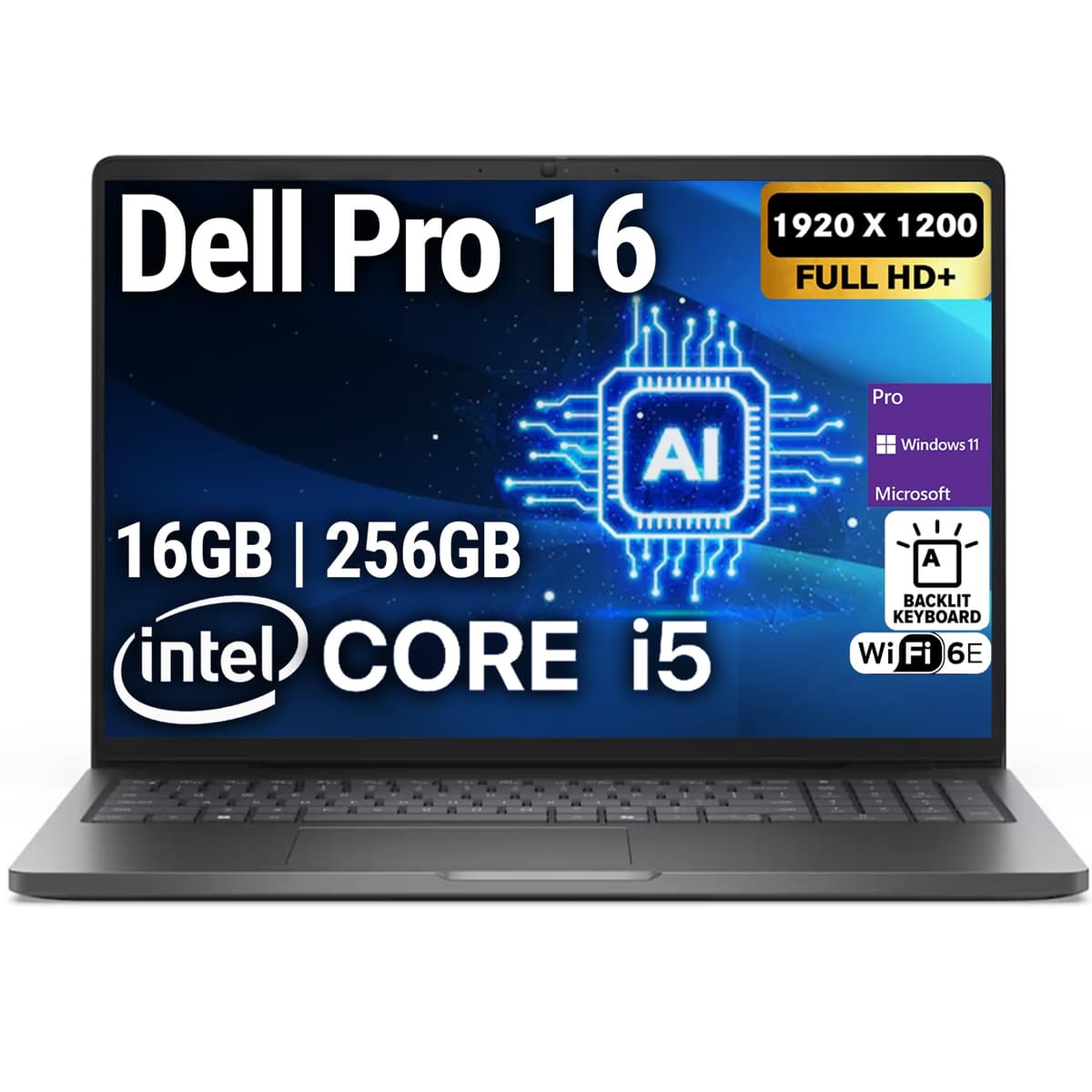 Oemgenuine Dell Pro 16 (Next-gen Latitude 3550) Laptop empresarial de 16” FHD+, Intel 10.º Gen Core i5-120U, 16 GB DDR5 RAM, 256 GB SSD, Wi-Fi 6E + Bluetooth, teclado retroiluminado, webcam HD, RJ-45, Windows 11 Pro