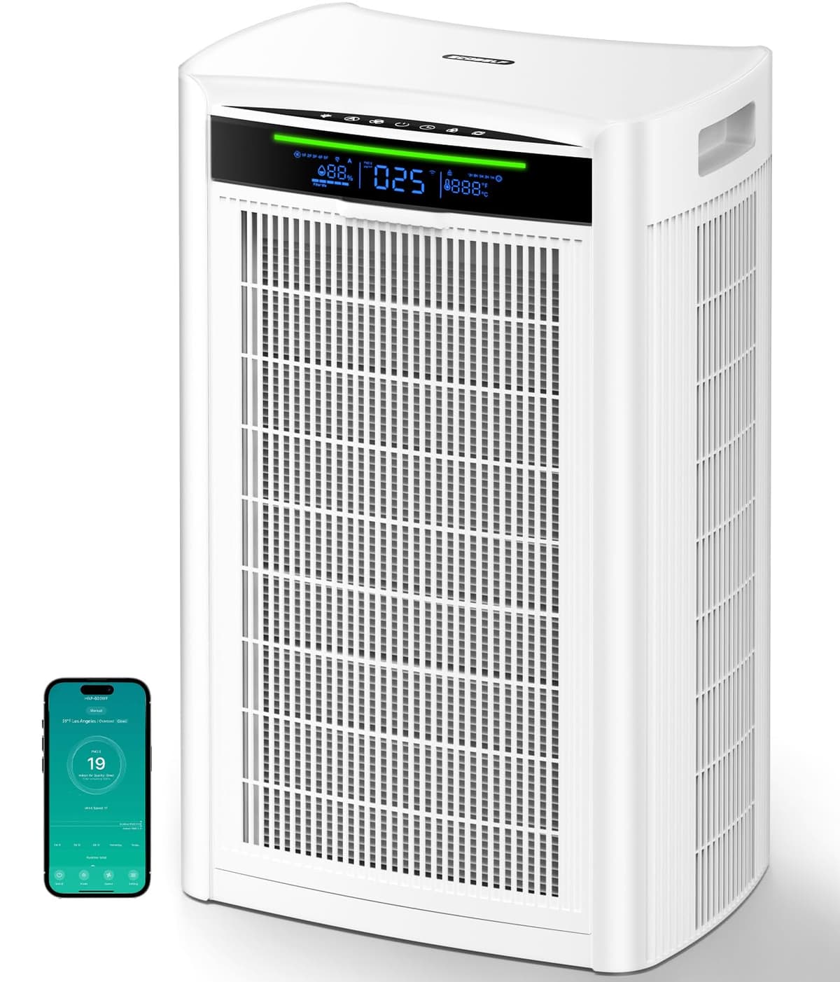 ECOSELF Purificador de aire inteligente para espacios grandes hasta 4555 ft² con control por app y monitor AQI HAP602