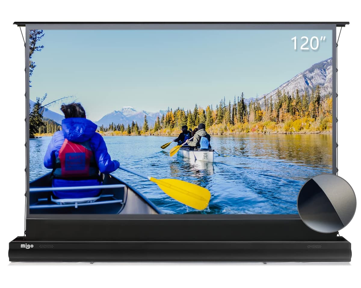 MIGO Pantalla de proyector eléctrica negra 120 inch, roll up rising ALR para UST 4K/3D/HD 120 inch black