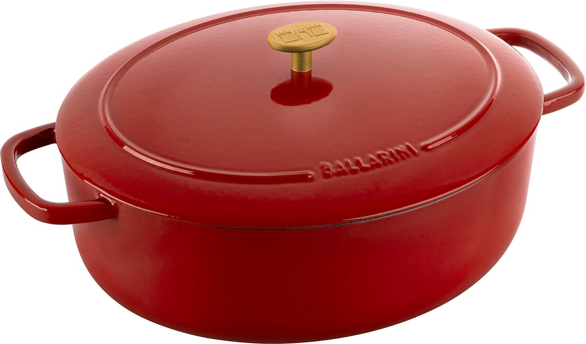 BALLARINI Bellamonte Cocotte Oval 33 cm 6.5 L Roja - Olla de Hierro Fundido Esmaltada 1023100