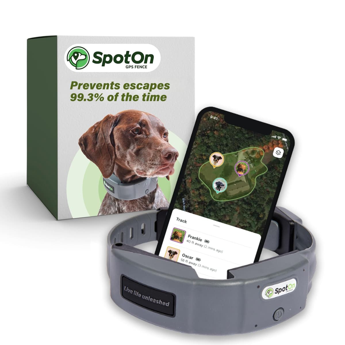 Collar SpotOn GPS Inalámbrico para Perros, Preciso y Confiable, Sin Límite de Cercas