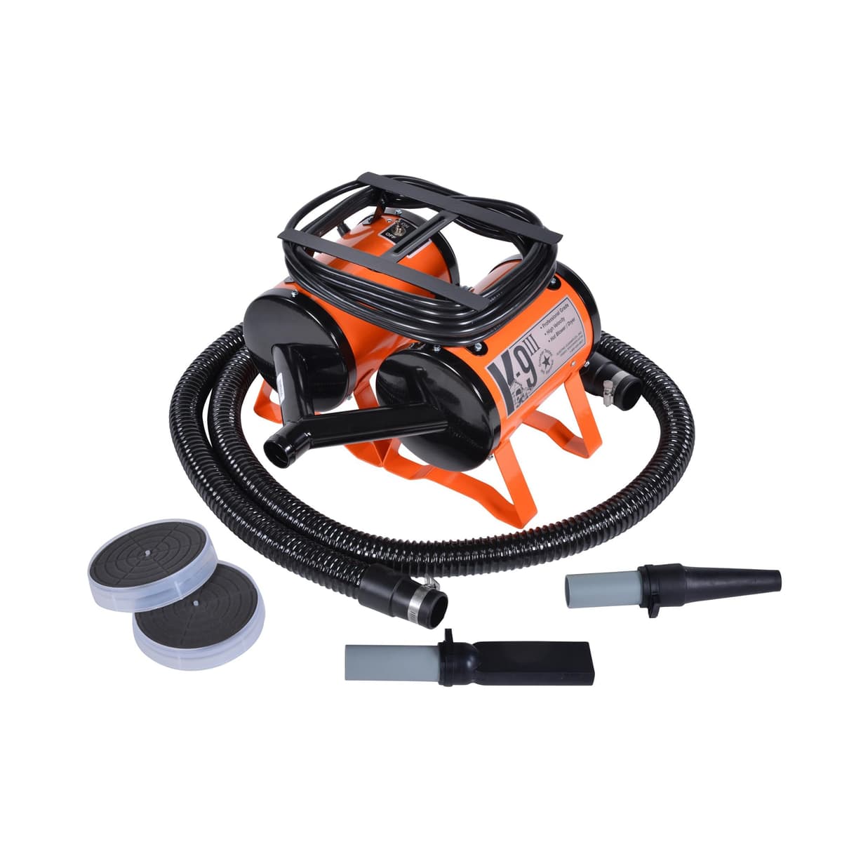 Secador de Perros K9 III de Electric Cleaner Company - Secador de Alta Potencia, 10' Manguera, Deshedding, Naranja