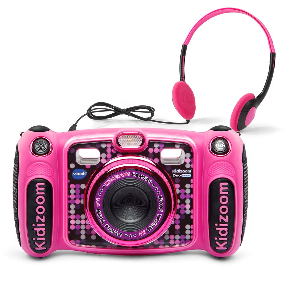 VTech Kidizoom Duo 5.0 Deluxe - Cámara selfie digital con MP3 y audífonos (Rosa) 80-507150