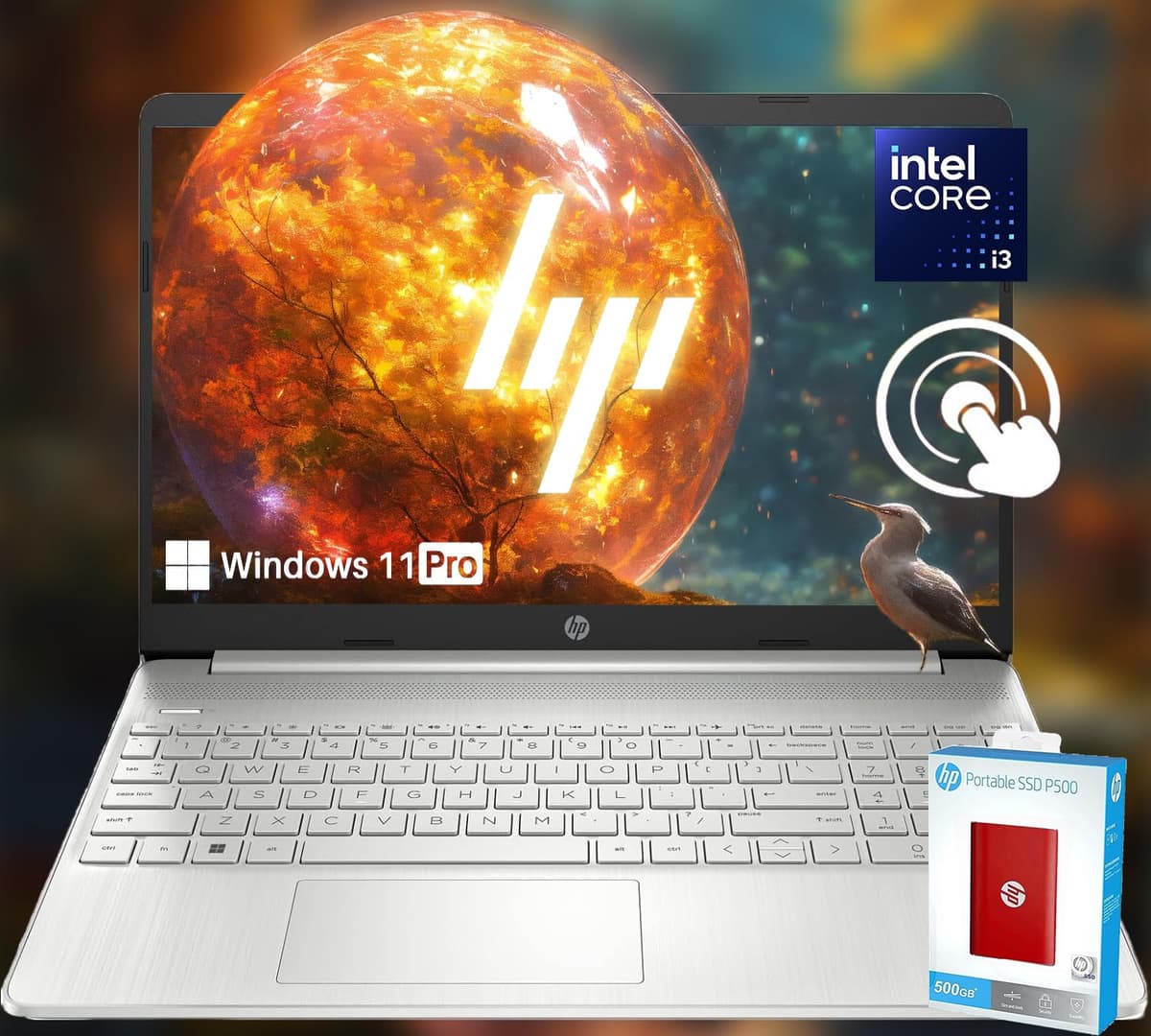 HP Pavilion último modelo 15.6" con pantalla táctil • Procesador Intel 12ª generación de 6 núcleos • 40 GB RAM • 1 TB almacenamiento (512 GB SSD y SSD portátil HP P500 rojo de 500 GB) • Type-C • Webcam • HDMI • Windows 11 Pro Business Laptop