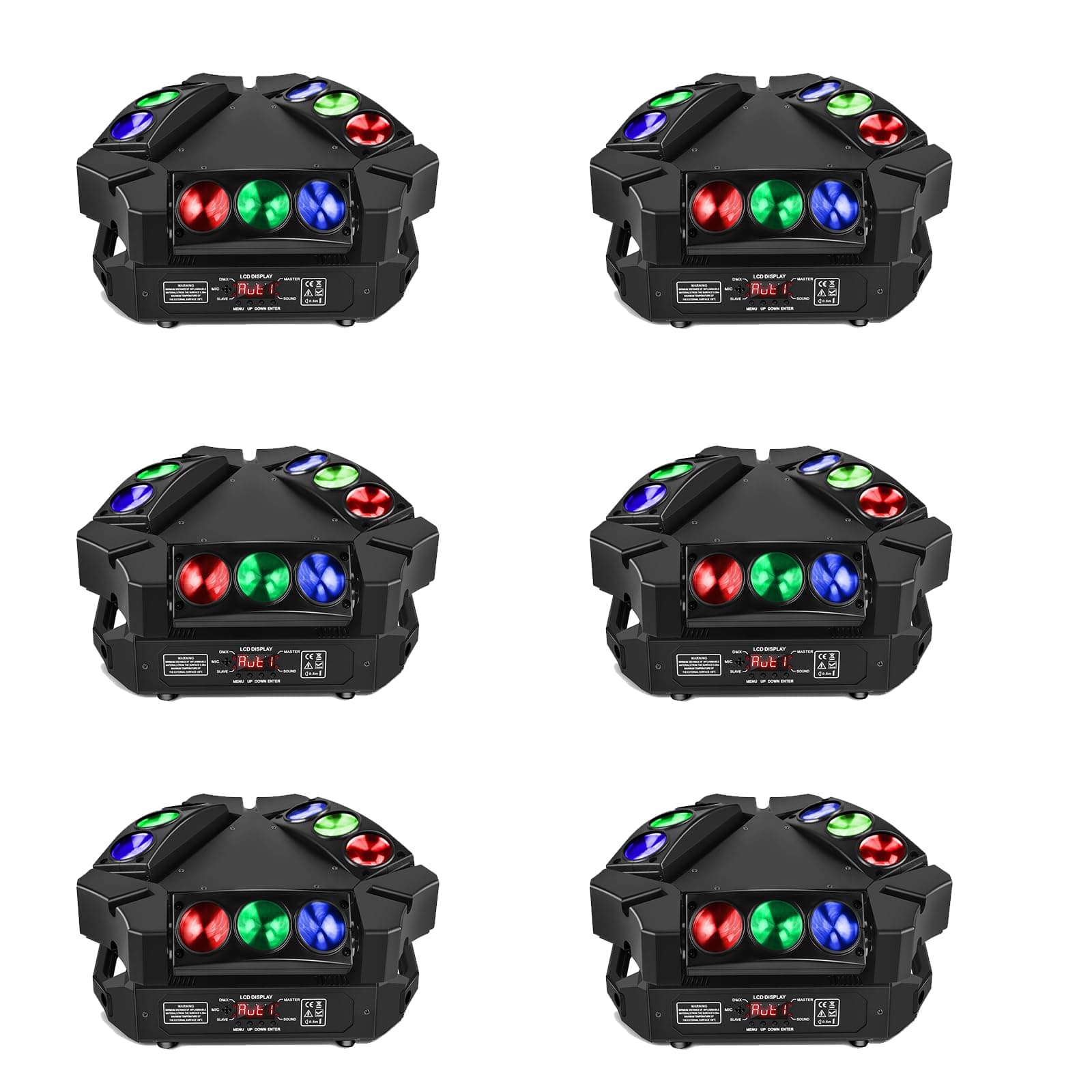 Pack 6 luces moving head Spider U`King 9 LEDs x10W DMX-512 multiefecto ZQ02332US