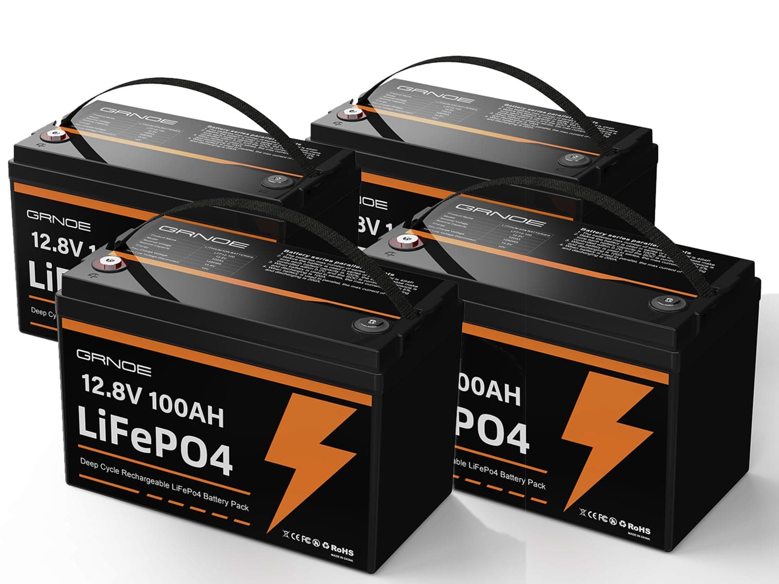 GRNOE A 4 Pack New GRNOE 12V 100Ah