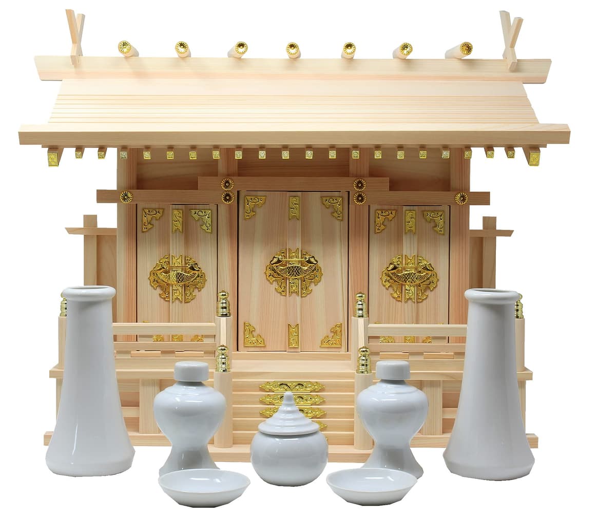 松山神仏具店 Estantería Shinto de tres santuarios pequeña KD013