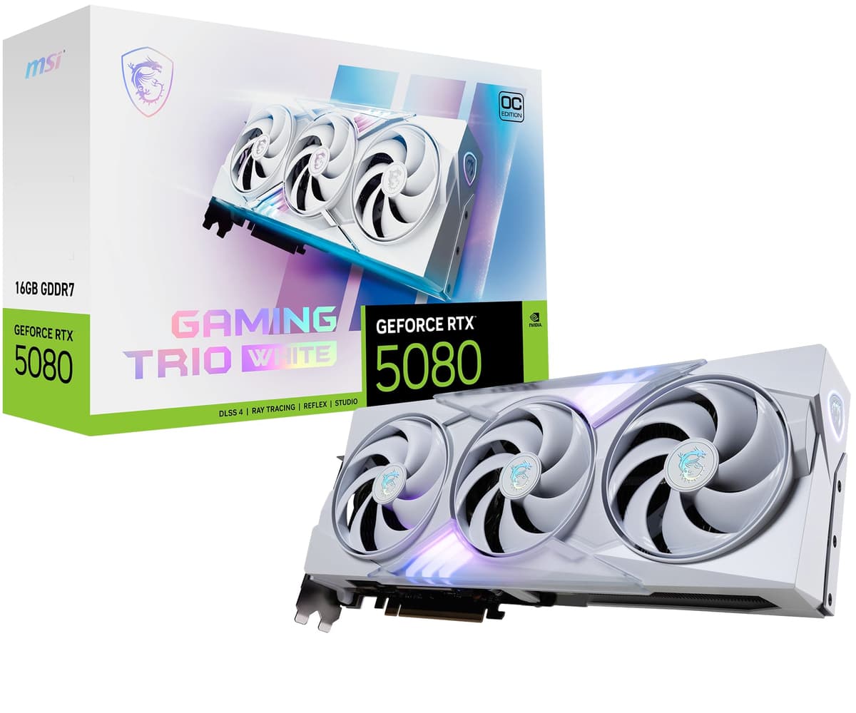 MSI Gaming RTX 5080 16G Gaming Trio OC White - Tarjeta Gráfica 16GB GDDR7