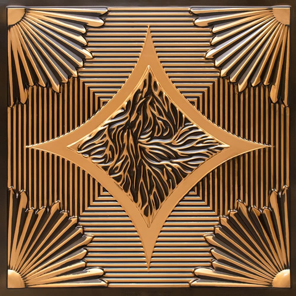 From Plain To Beautiful In Hours 201 24x24 50 Sunset Boulevard PVC 2' x 2' Lay-in o Glue-up Ceiling Tile, Antique Gold, 50 201ag-24x24-50