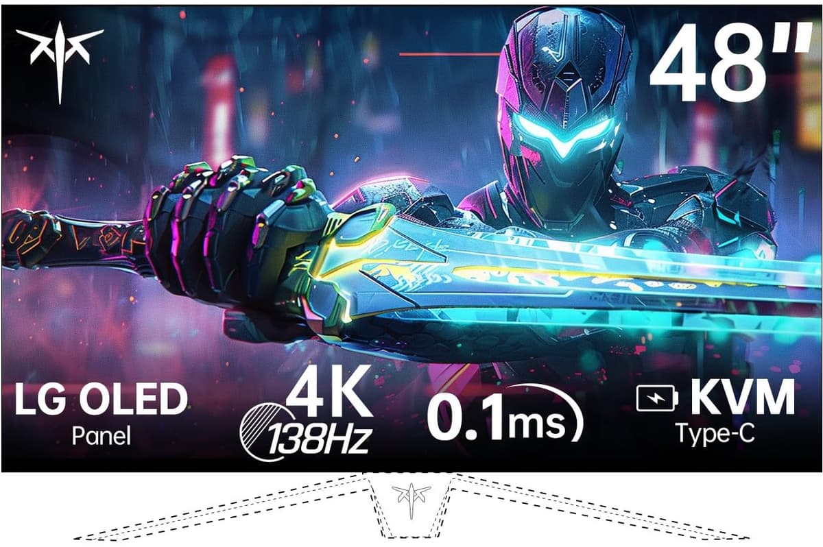 KTC Serie G G48P5S Monitor Gamer 48" OLED 4K UHD 3840x2160 138Hz 0.1ms - Panel WOLED LG, HDR10,134% sRGB, HDMI 2.1, DisplayPort 1.4, USB-C 90W, KVM, Parlantes 2x15W, FreeSync Premium / G-Sync, Blanco (sin base)