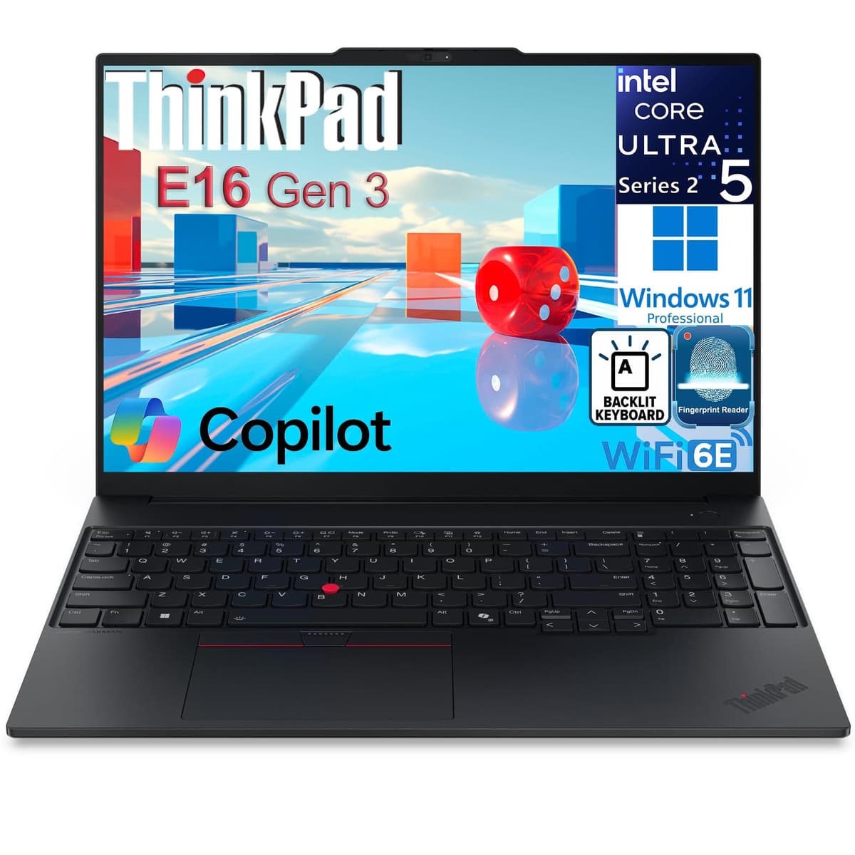 Lenovo ThinkPad E16 Gen 3 Laptop empresarial 16" FHD+, Intel 14 núcleos Ultra 5 225H, 16GB DDR5, 1TB SSD, WiFi 6E, Bluetooth 5.3, teclado retroiluminado, lector de huellas, Windows 11 Pro, sin mouse