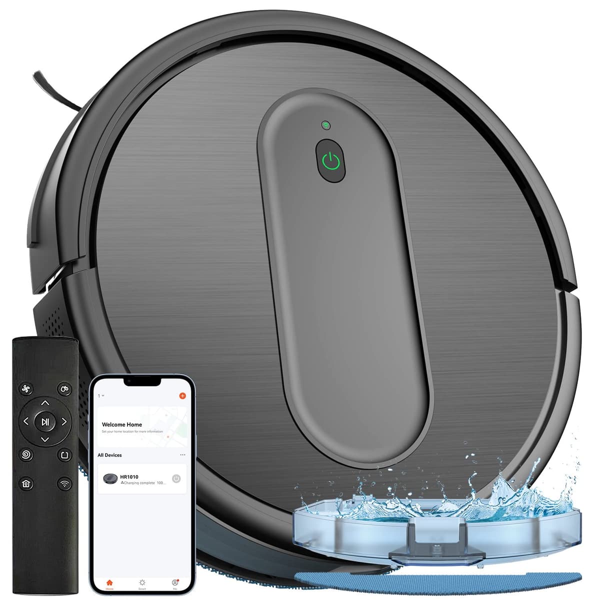 XIEBro Robot Aspiradora y Fregasuelos 2 en 1 HR101 - App/Bluetooth/Voz, Succión Máx 1600Pa, Autocarga HR101 Robot Vacuum