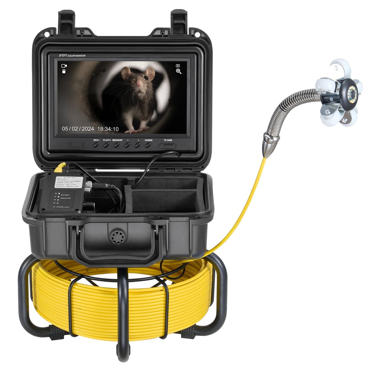 VEVOR Sewer Camera, 98 ft/30 m - Cámara de inspección 9" 1080P auto-nivelante, 36X Zoom, IP68 98ft Sewer Camera