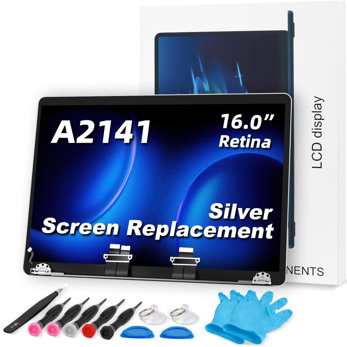 Reemplazo de pantalla TRGSLKSS A2141 LCD para MacBook Pro 16" 2019 2560x1600 Ensamblaje completo LCD para EMC 3347 661-14200 Plata