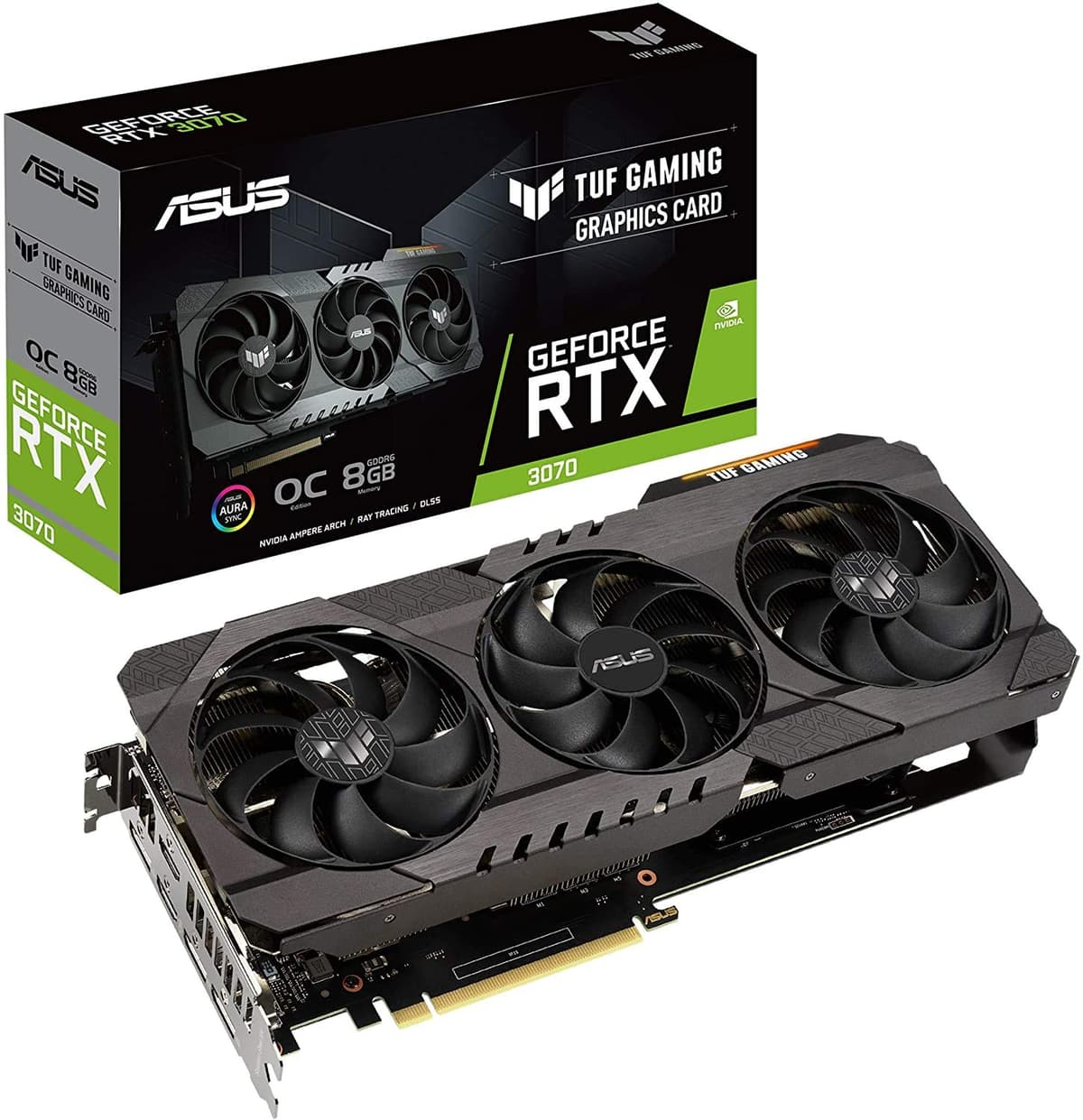 ASUS TUF Gaming Tarjeta de Video NVIDIA GeForce RTX 3070 OC Edition - PCIe 4.0, 8GB GDDR6, HDMI 2.1, DisplayPort 1.4a, Rodamientos de Bolas Duales TUF-RTX3070-O8G-GAMING