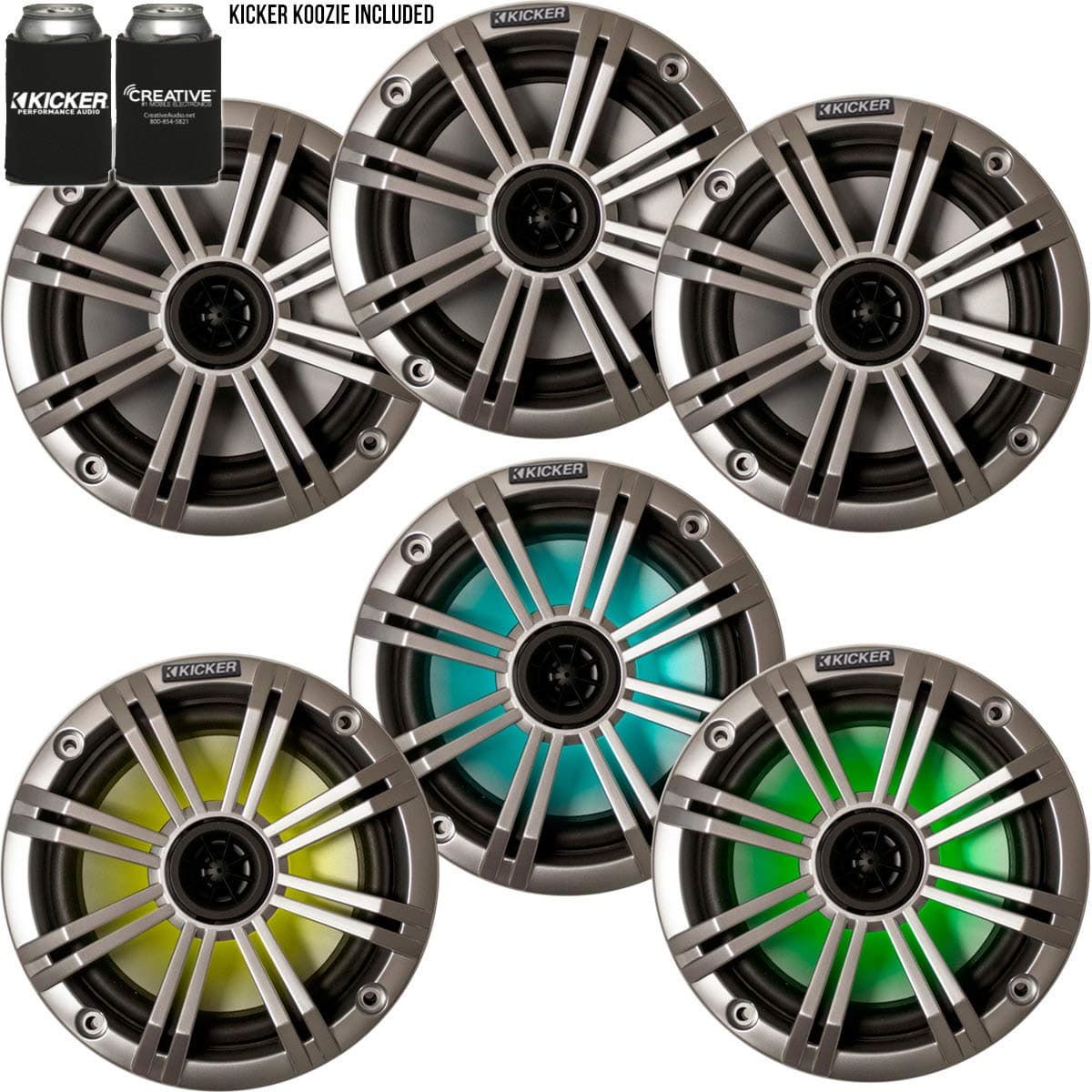 KICKER Parlantes Marinos LED Plateados de 6.5" (Cantidad 6) 3 Pares de Reemplazo OEM (6)41BKM614LS