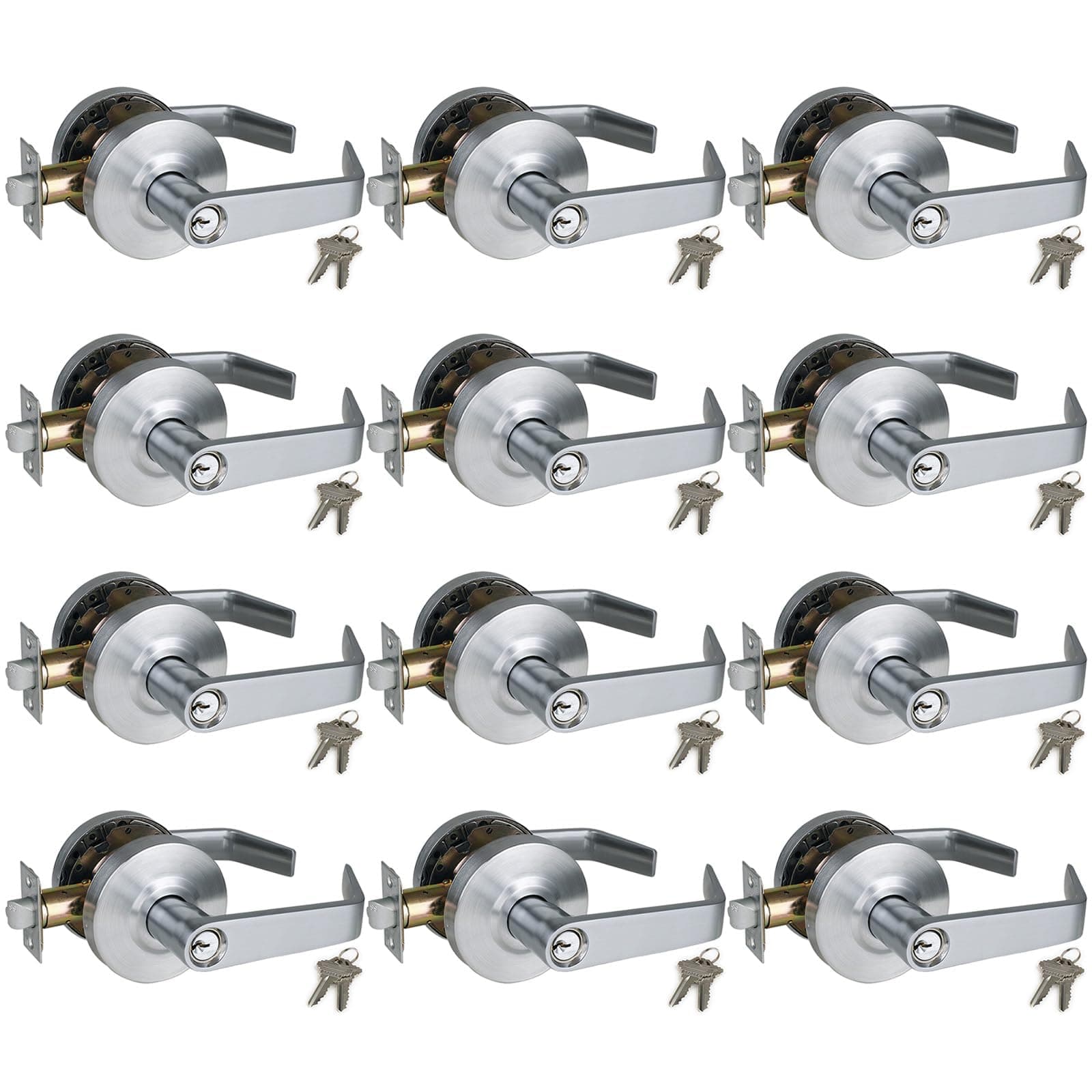 NEWBANG HARDWARE Manija de Entrada Comercial con Llave, Satin Chrome 26D, GRD2-72ET-12P