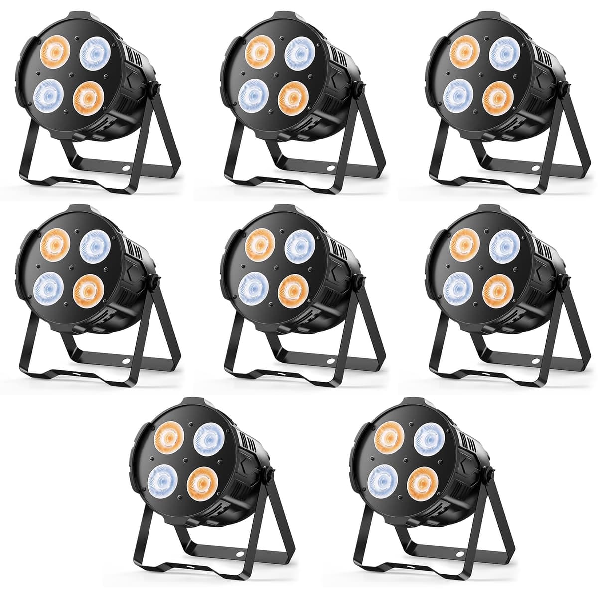 SEBRUANC Foco Par LED COB 200W regulable 3200K-5600K con modos DMX y sonido (pack de 8) ZQ01442