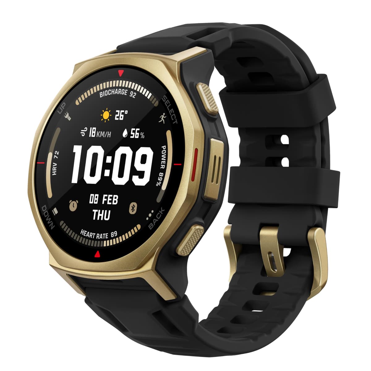 Amazfit T-Rex 3 Pro Reloj Inteligente Outdoor 44 mm Pantalla AMOLED de Zafiro con Linterna, Bisel de Titanio, GPS de Doble Banda, Mapas Sin Conexión, 17 Días de Batería, 10 ATM, 180+ Modos Deportivos para Android y iPhone, Negro Dorado A2549