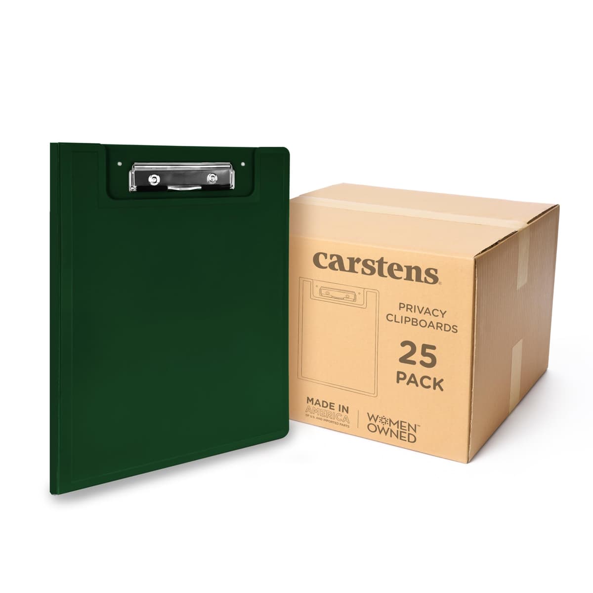 Carstens Clipboard plegable de perfil bajo con cubierta pesada, plástico Hunter Green, paquete de 25 9838-00CS