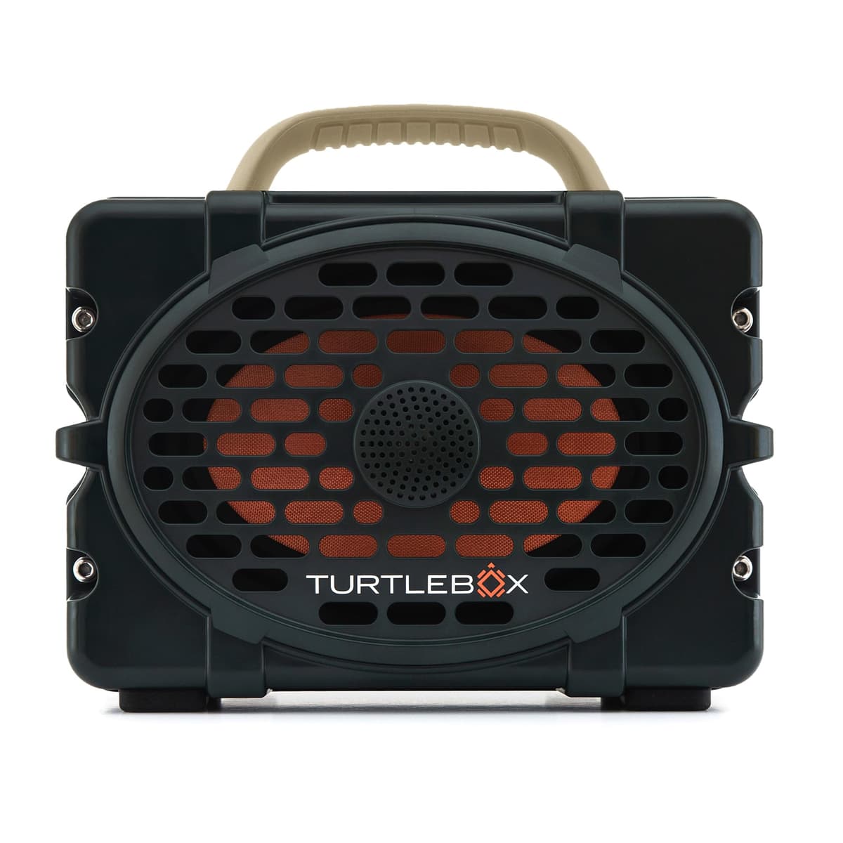 Turtlebox Original Gen 3 - Parlante Bluetooth portátil para exteriores, ultra potente, resistente al agua IP67, batería 3 días, Party Mode ilimitado TB-ORIG-G3-OG GRN-TAN-TAN-1