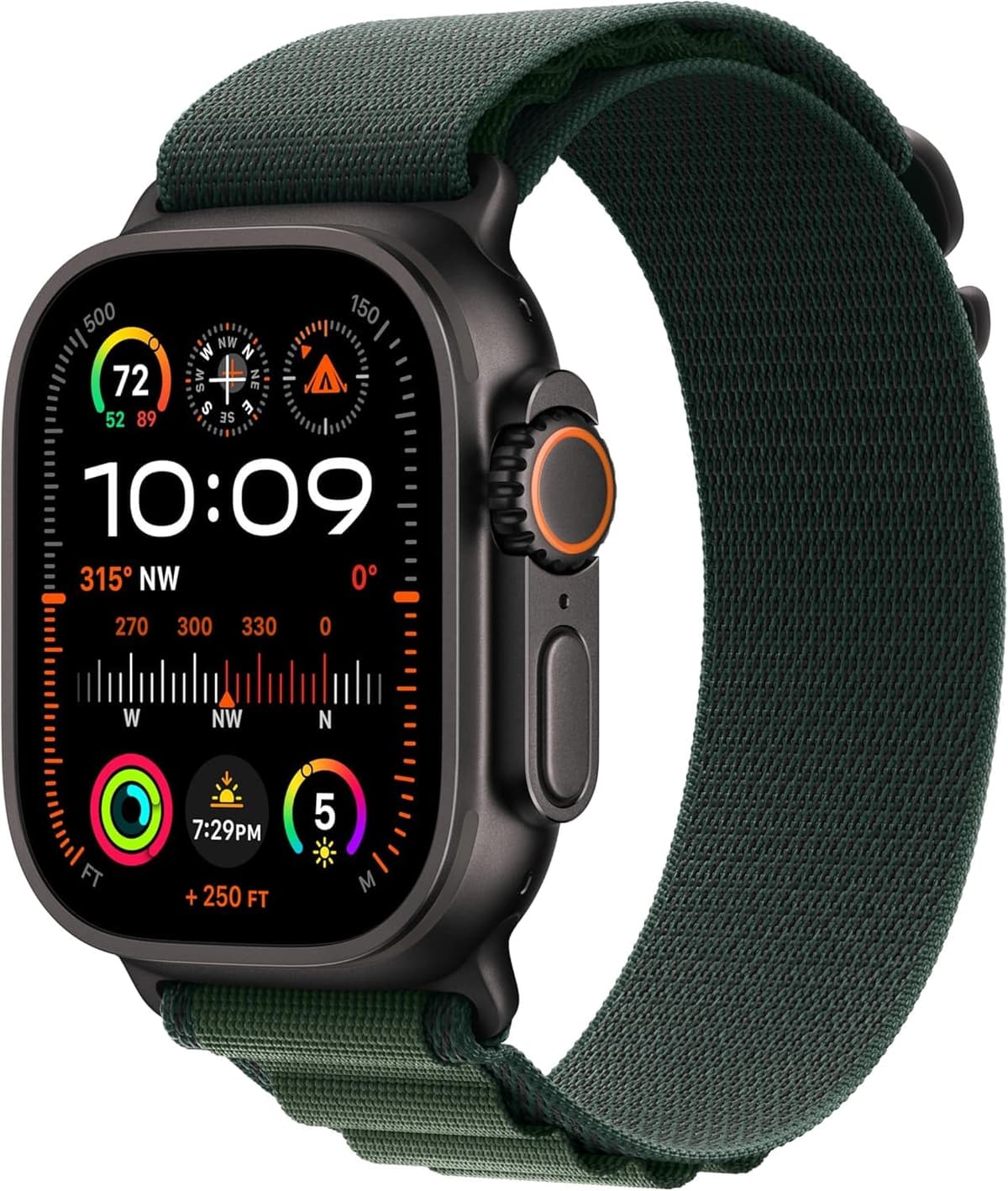 Apple Watch Ultra 2 [GPS + Cellular, 49 mm] Caja de titanio negra con loop Alpine verde, L (Reacondicionado)