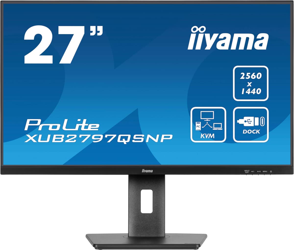 iiyama ProLite XUB2797QSNP-B1 27" IPS QHD 100Hz - USB-C Dock 96W, Altavoces, Ajuste de Altura