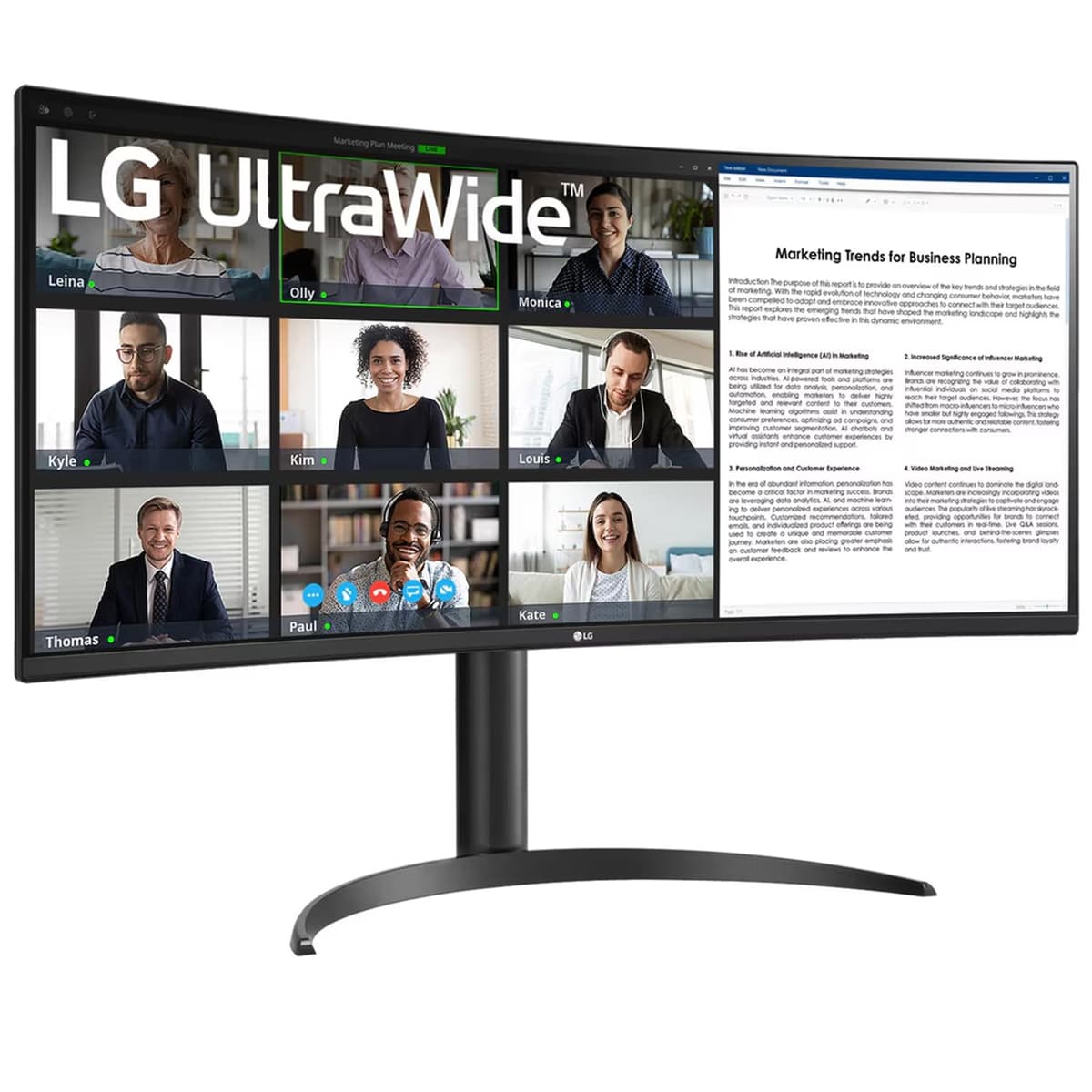 LG 34WR55QC (34 pulgadas) 21:9 WQHD (3440 x 1440) Monitor Curvo UltraWide, HDR 10, sRGB 99% (Tip.), Frecuencia de 100 Hz, USB Tipo-C con PD, AMD FreeSync, Prácticamente Sin Bordes, Ajuste de Altura e Inclinación, Negro 34WR55QC-B.ATR