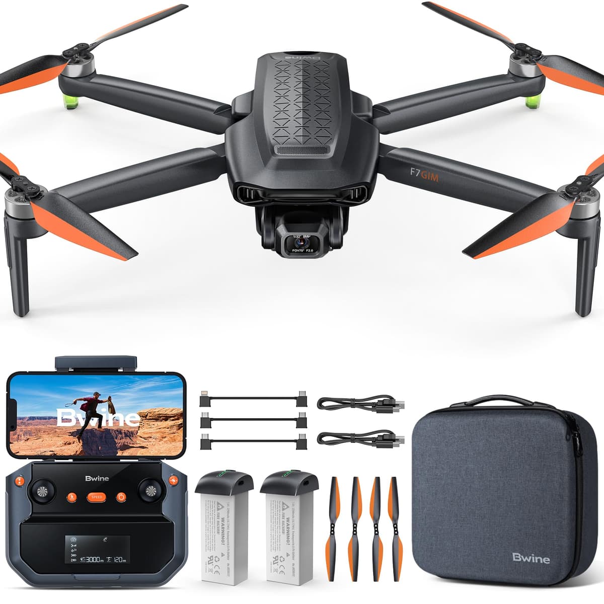 Bwine F7GIM Drone Fotográfico 6K con Gimbal 3-Ejes, Transmisión FPV 10, 000ft y 70 min de Vuelo