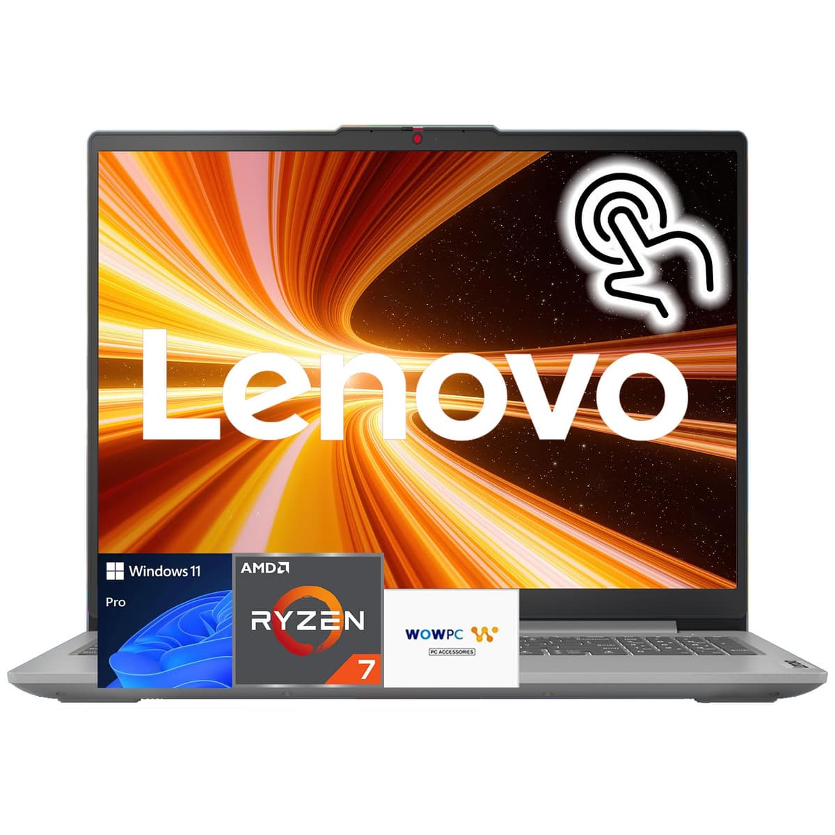 Lenovo Slim 3 Notebook con pantalla tactil para Empresas, Procesador Ryzen 7 5825U (Mejor que i7-1355U), Pantalla LED FHD de 15.6", 16GB RAM, SSD PCIe de 1TB, Lector de Tarjetas SD, WiFi 6, Windows 11 Pro, USB de Recuperacion WOWPC