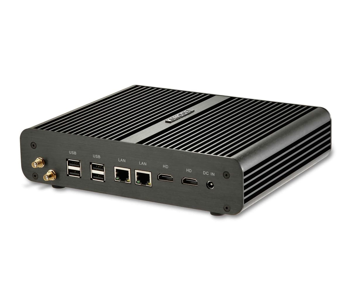 KINGDEL Mini PC Industrial Fanless, CPU i7 Dual Core, 16GB RAM, 128GB SSD+1TB HDD, 2 puertos HDMI, 2 LAN, 4 USB 3.0 NC960